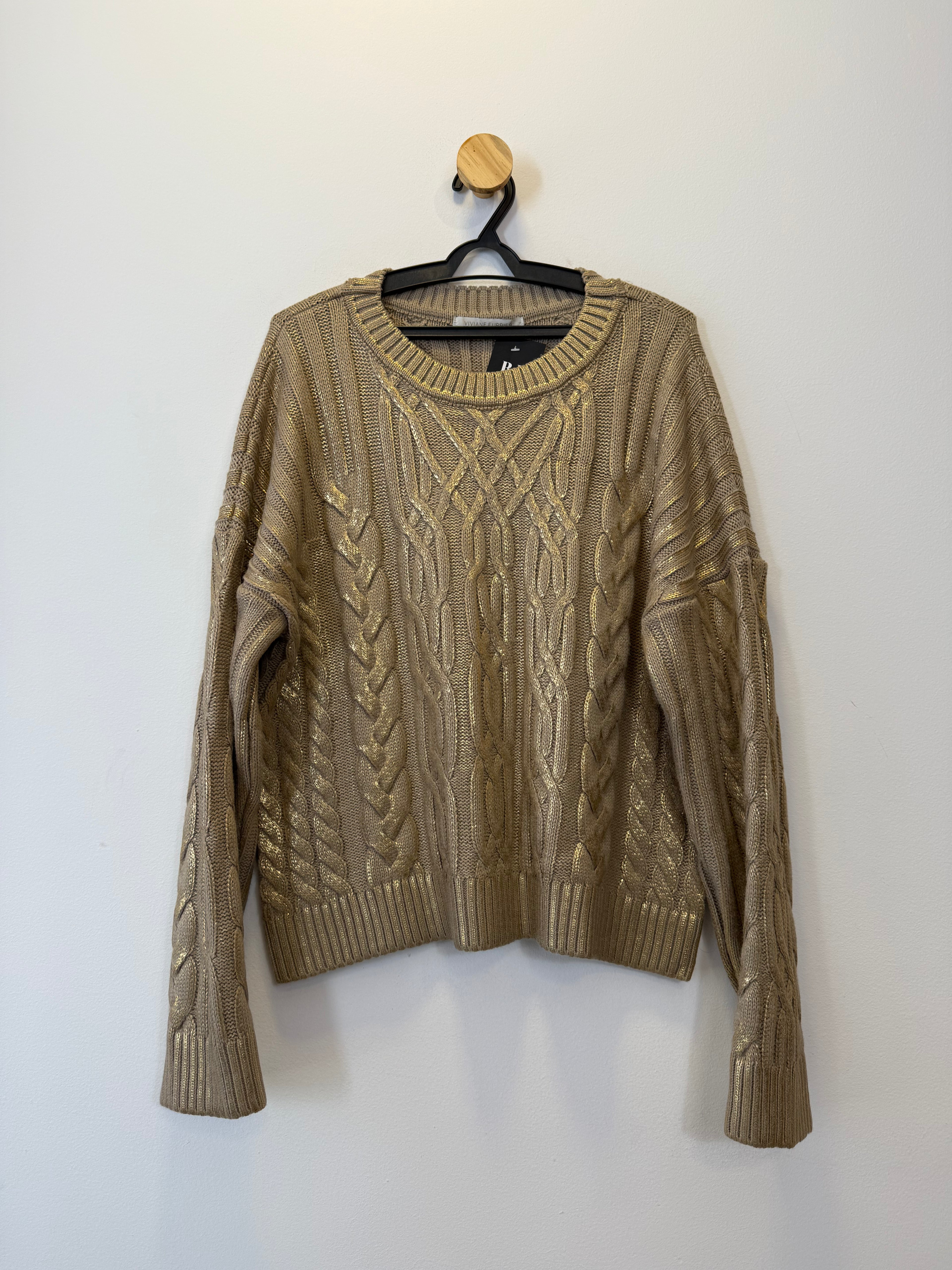 Suéter Tricot Resinado Dourado