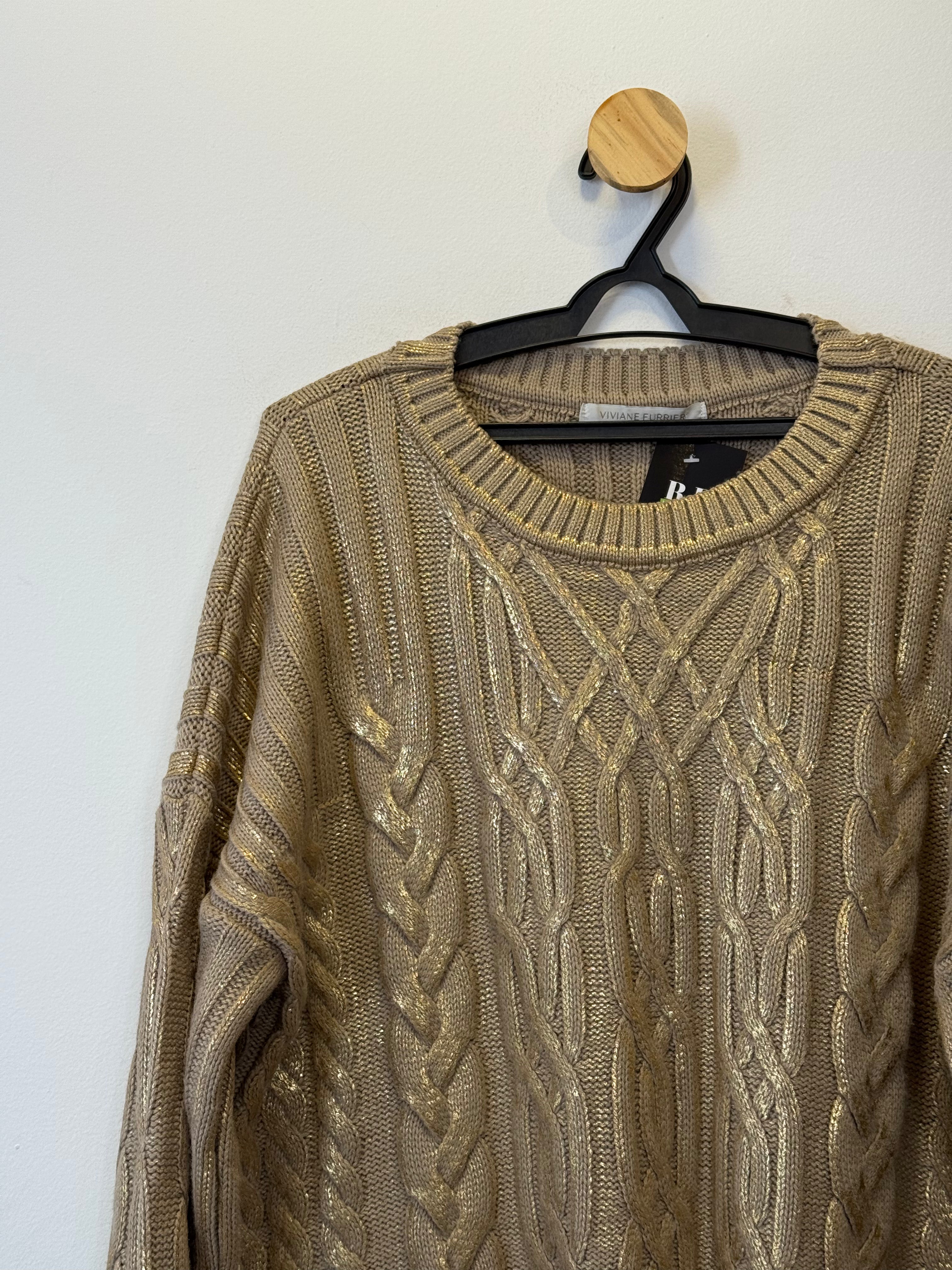 Suéter Tricot Resinado Dourado