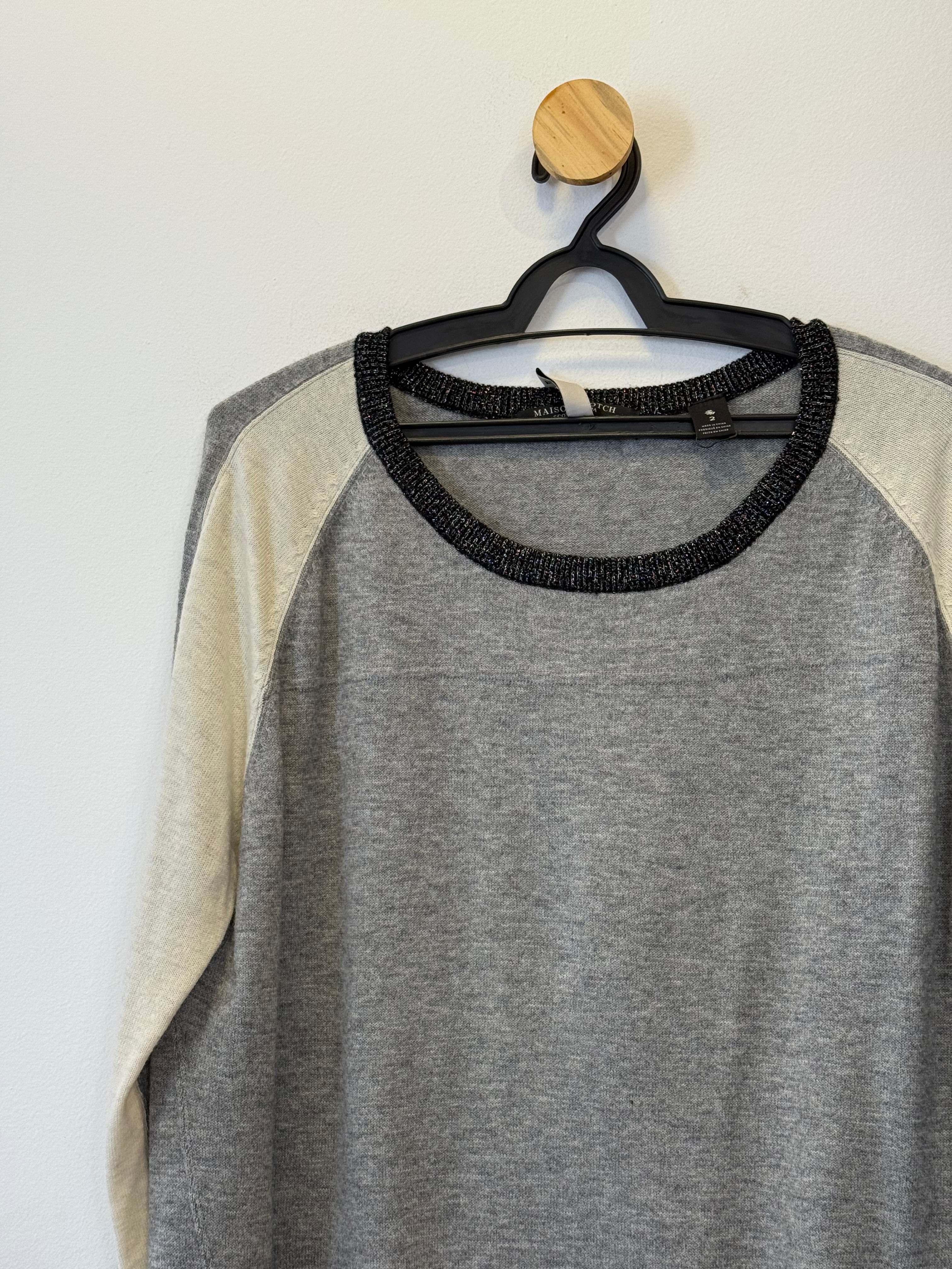 Blusa Tricot Mescla Cinza