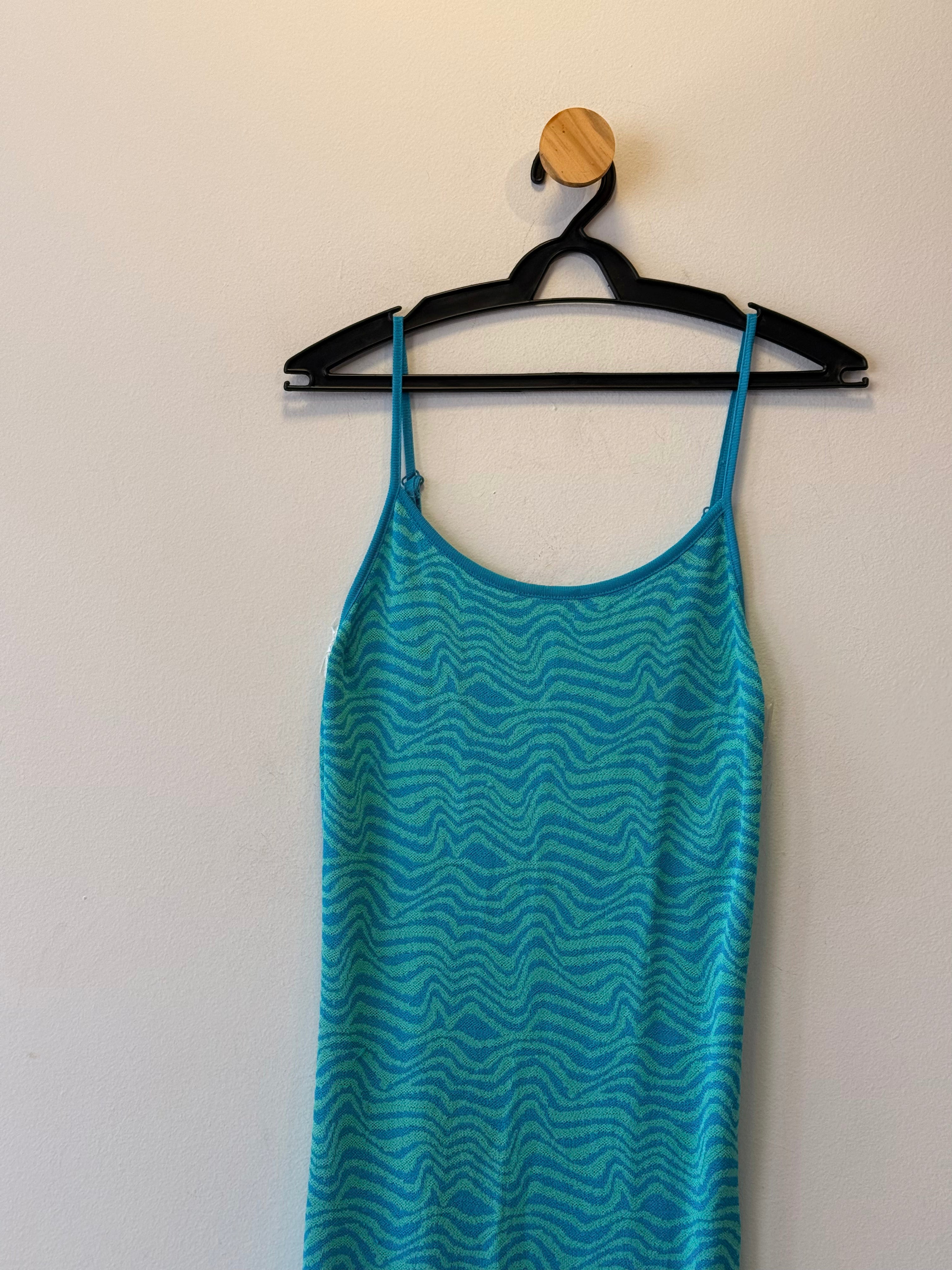 Vestido Azul Estampado de Malha