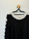 Suéter Tricot Preto Detalhes Brancos