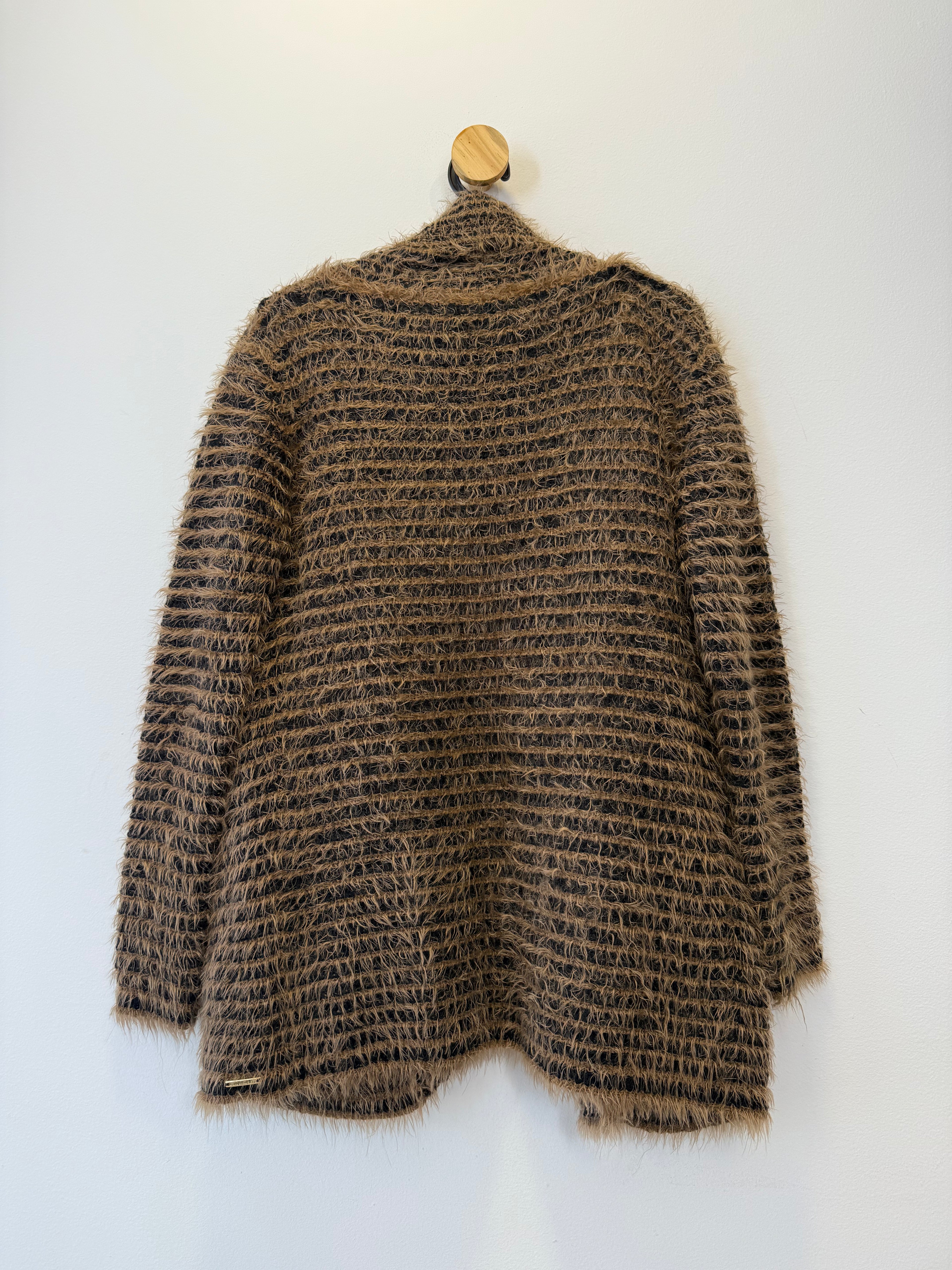 Cardigan Tricot Alongado Marrom