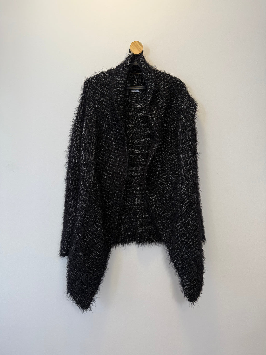 Cardigan Tricot Alongado Mescla P&B