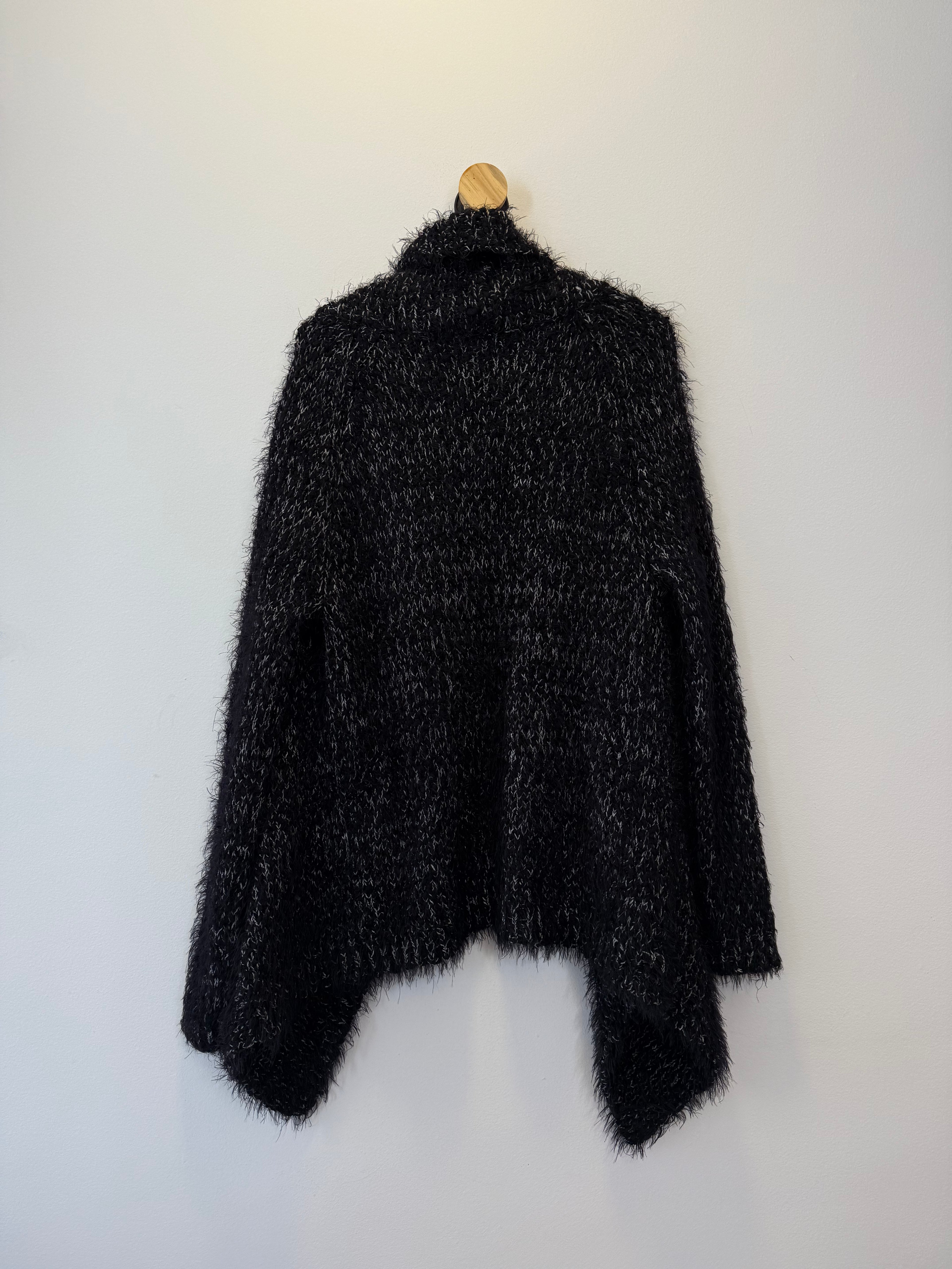 Cardigan Tricot Alongado Mescla P&B