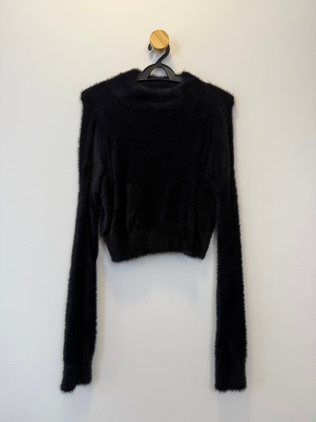 Suéter Cropped Tricot Preto
