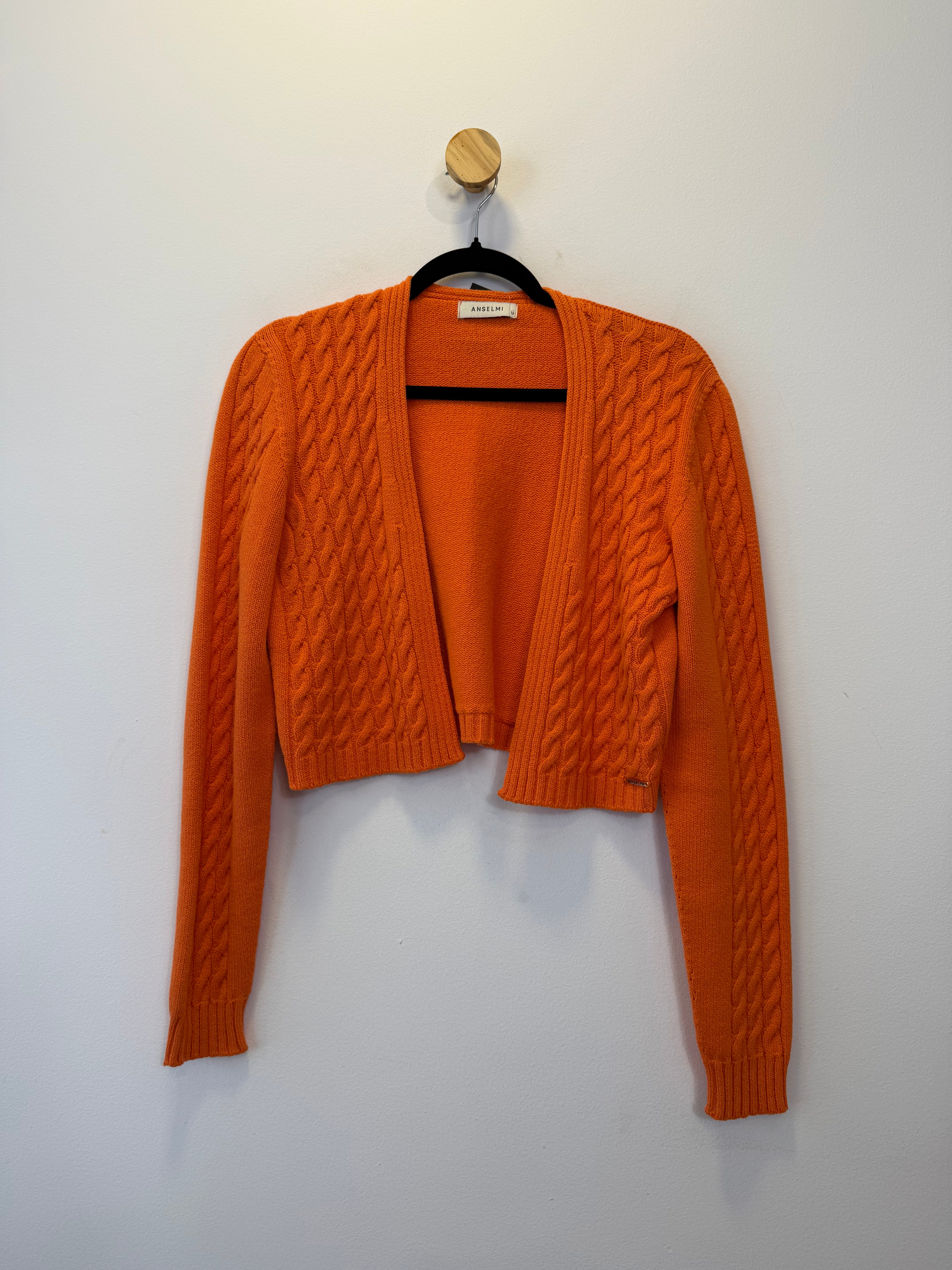 Cardigan Cropped Tricot Laranja