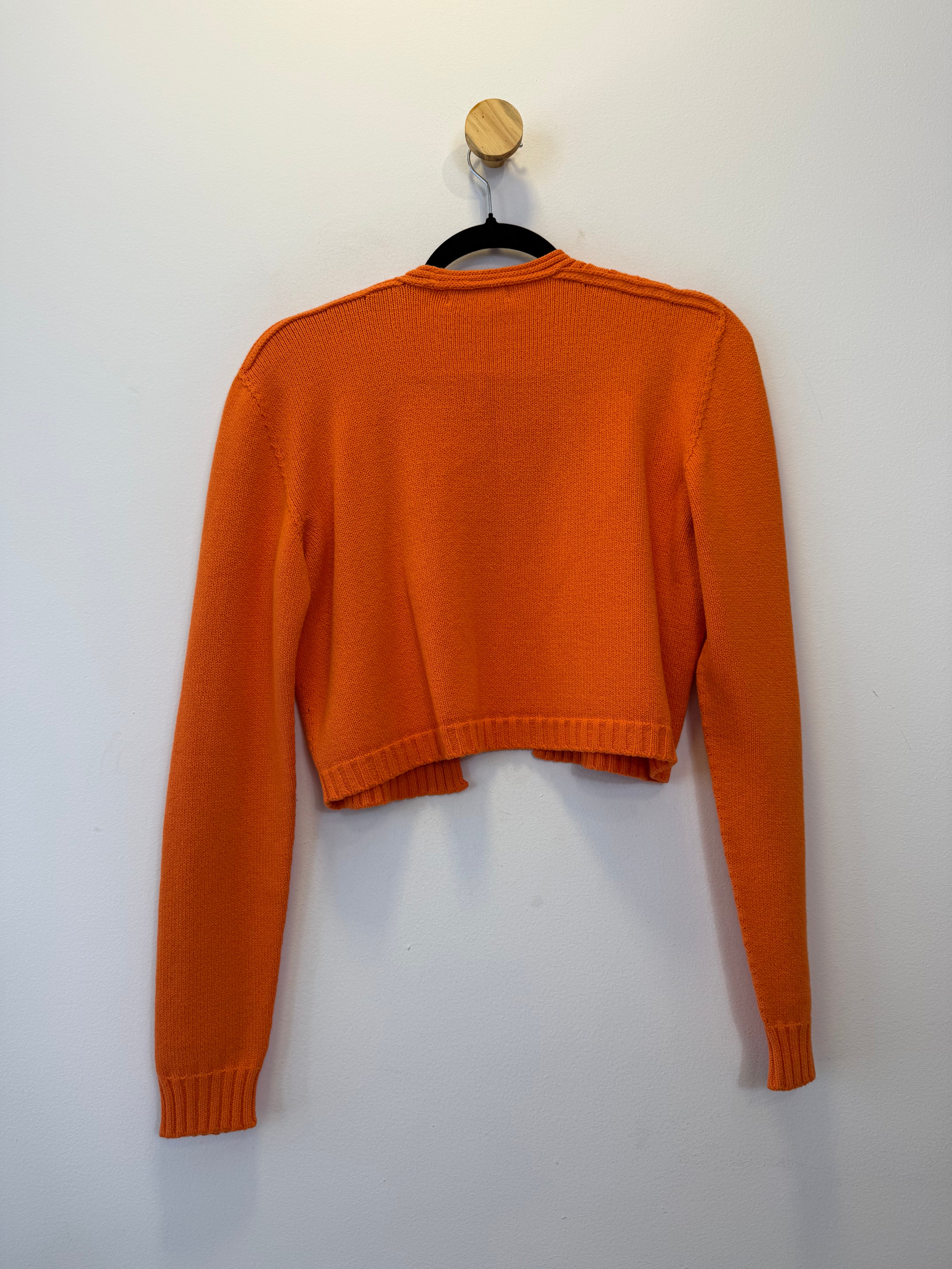Cardigan Cropped Tricot Laranja