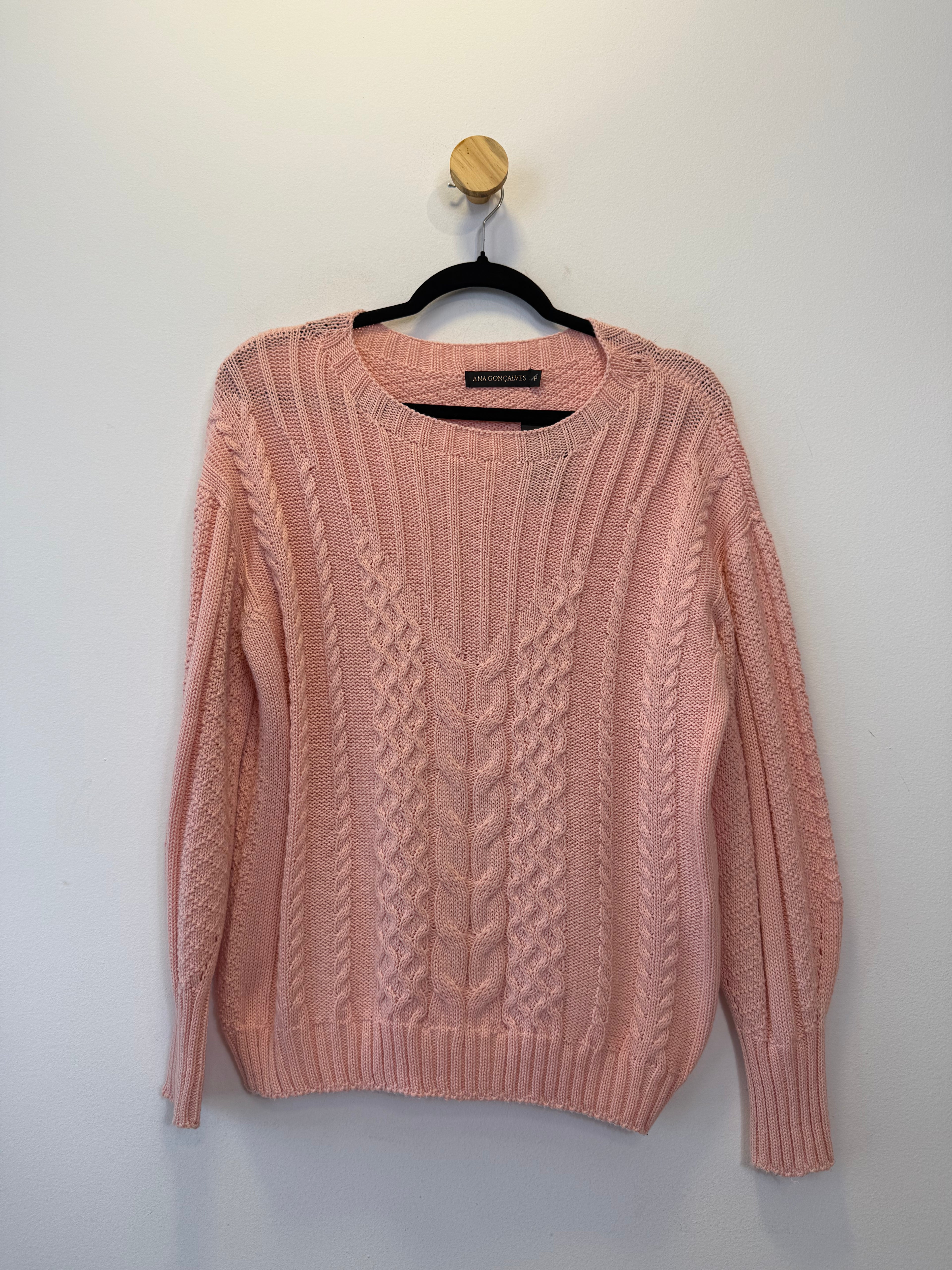 Suéter Tricot Transado Rosa
