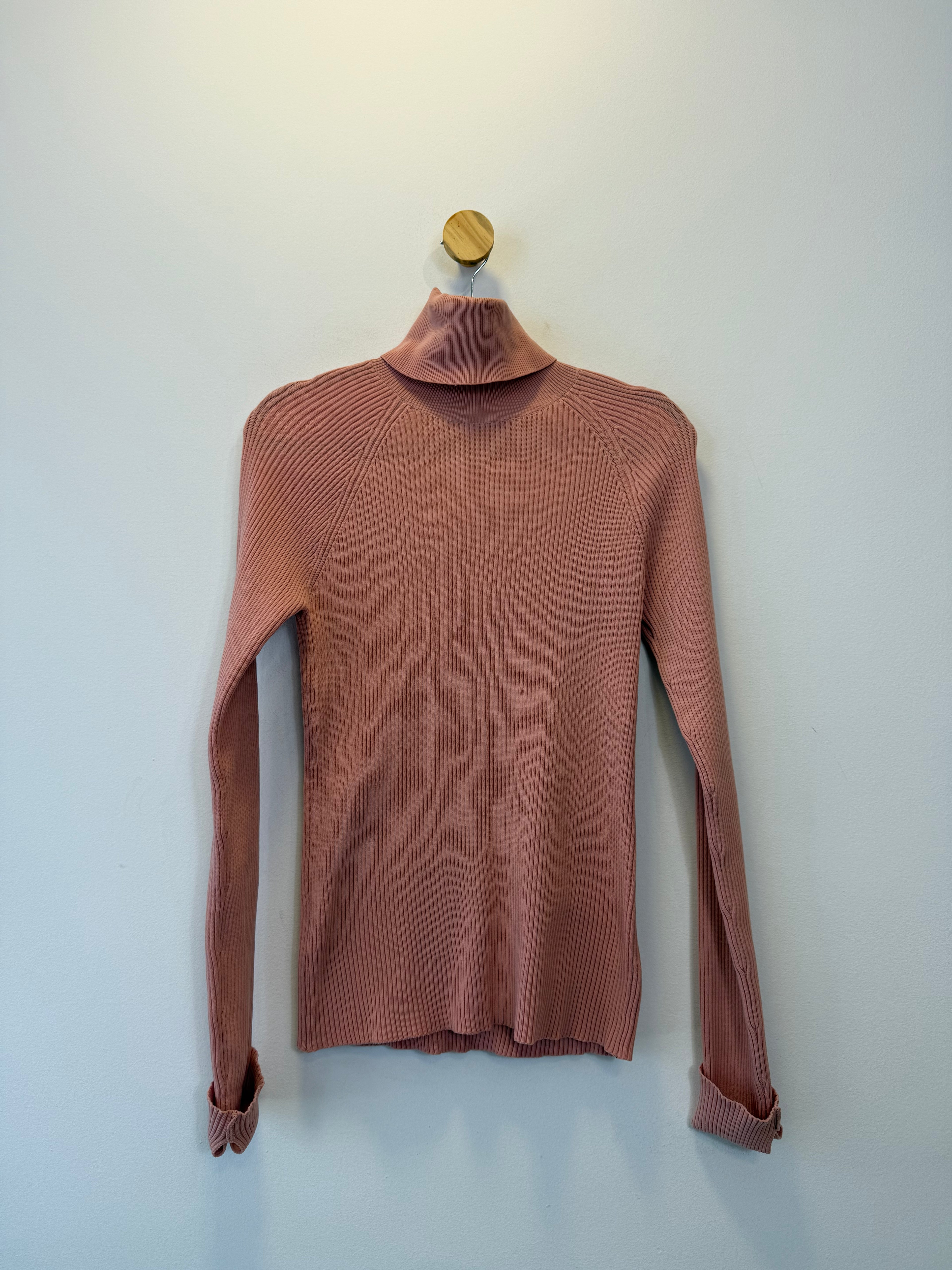 Suéter Tricot Canelado Rosa Antigo