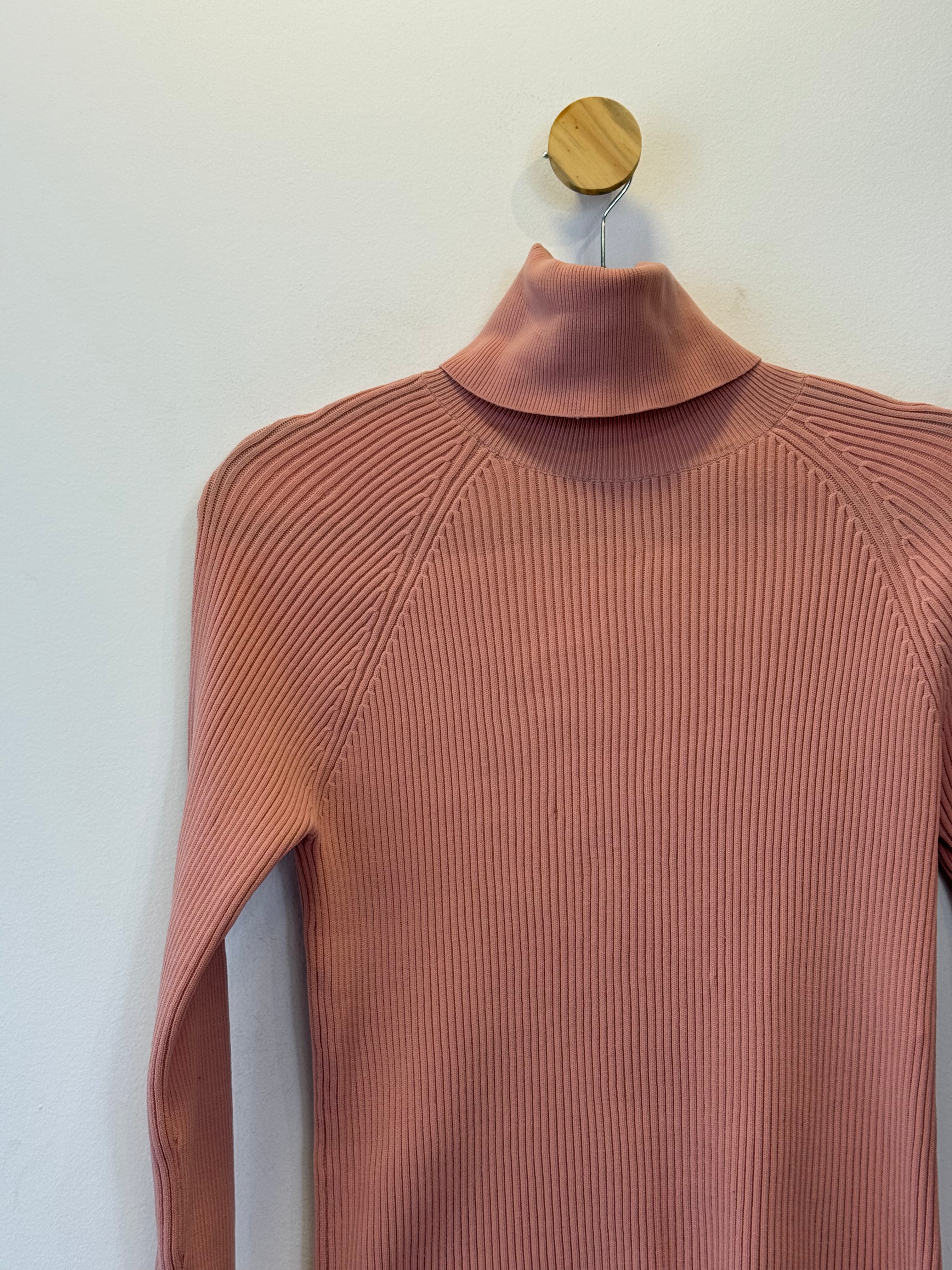 Suéter Tricot Canelado Rosa Antigo