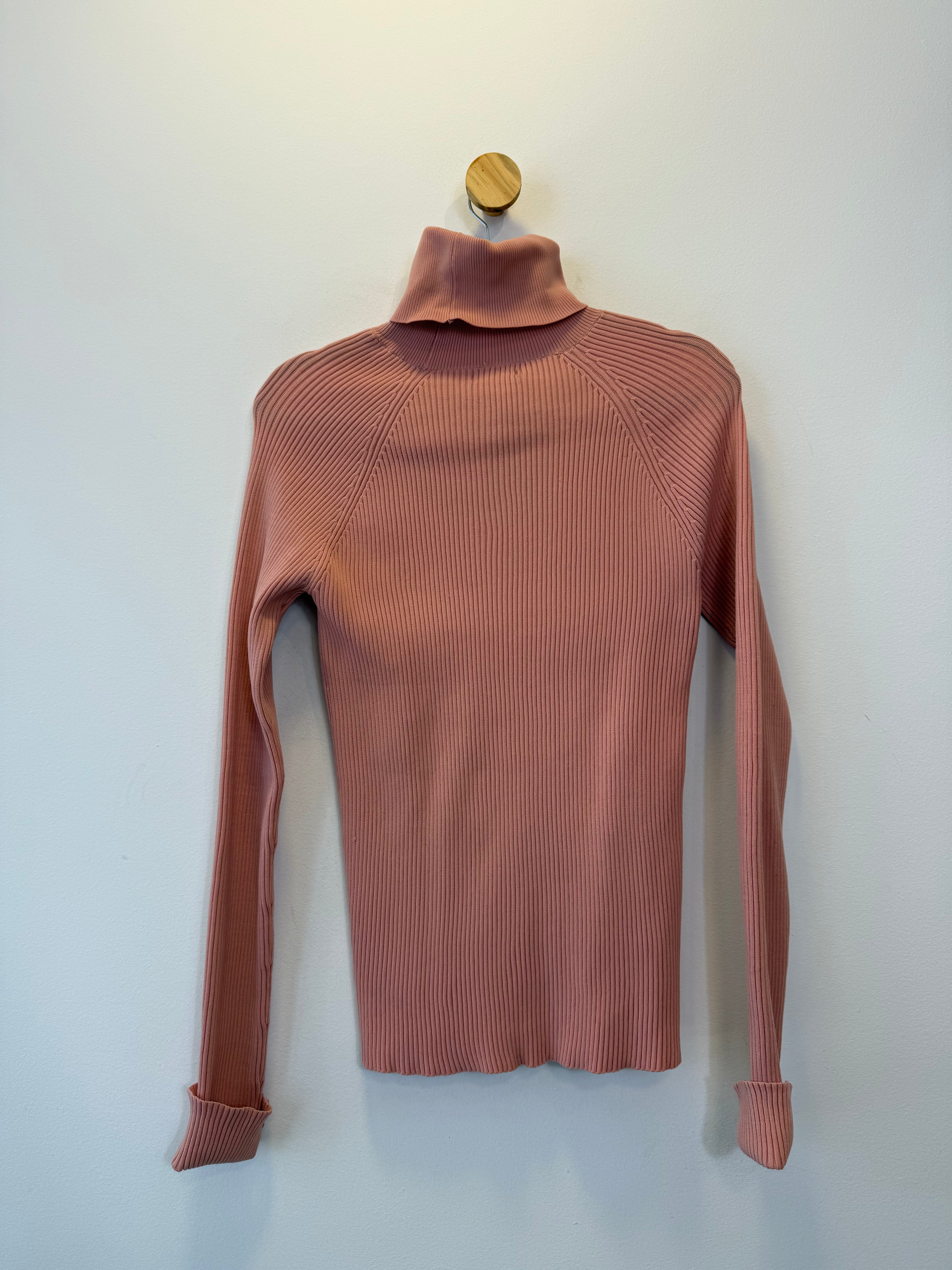 Suéter Tricot Canelado Rosa Antigo