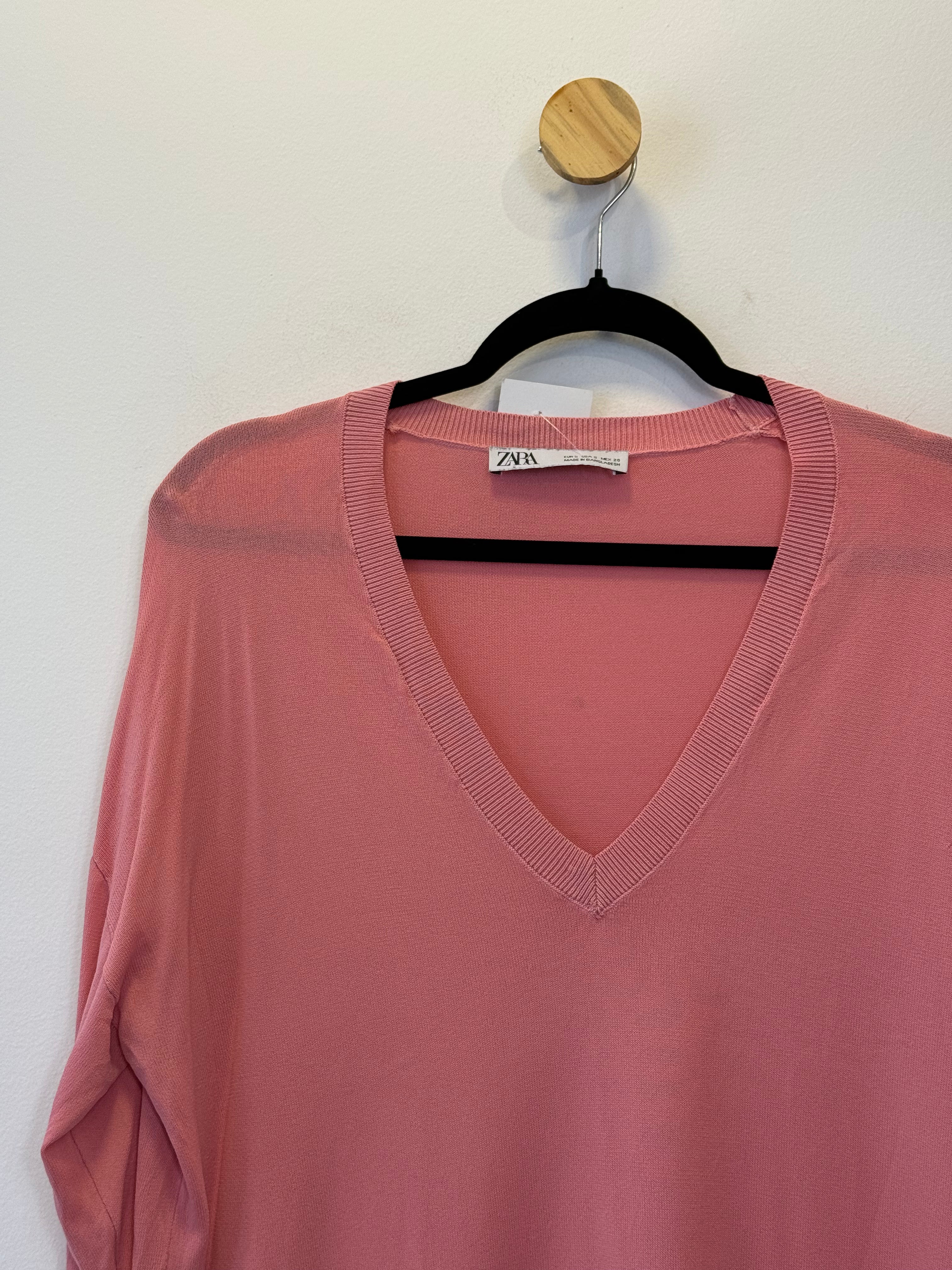 Suéter Tricot Gola V Rosa