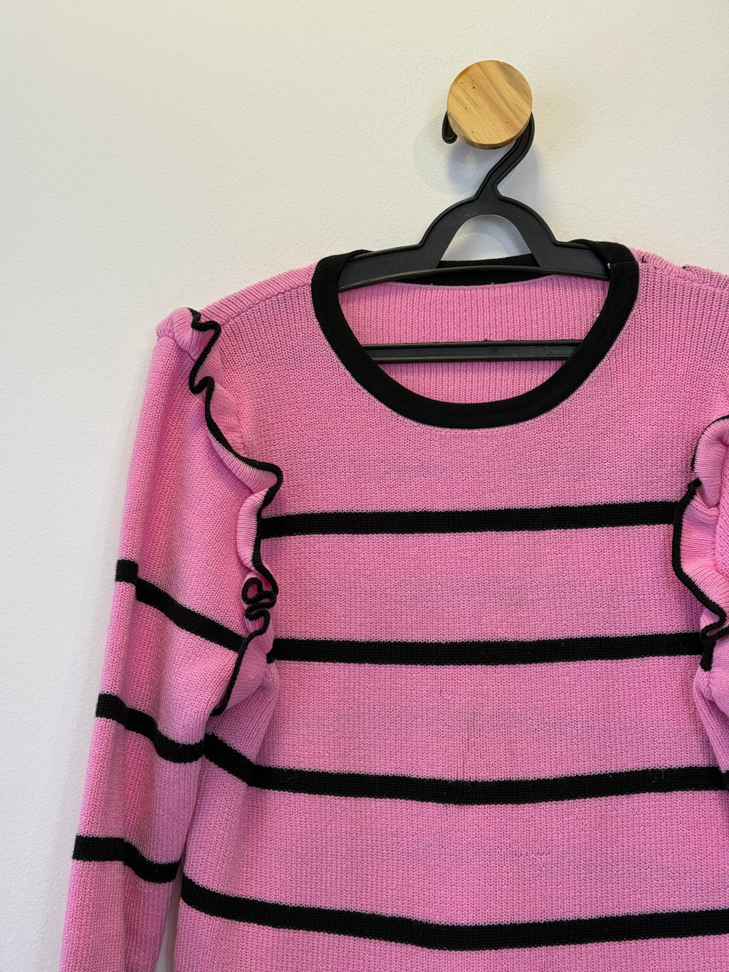 Suéter Tricot Rosa Listrado
