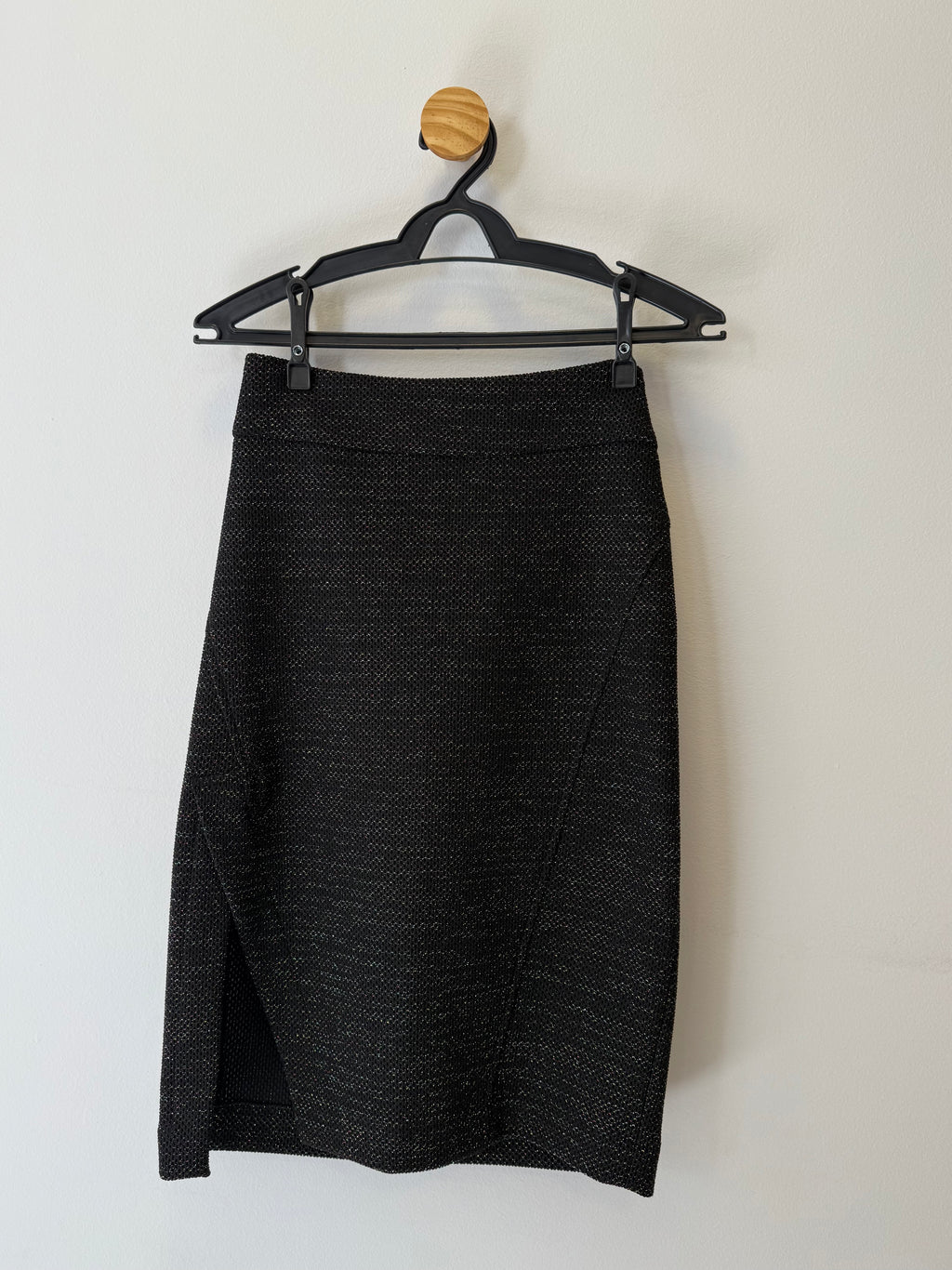 Saia Midi Preta Lurex Colorido