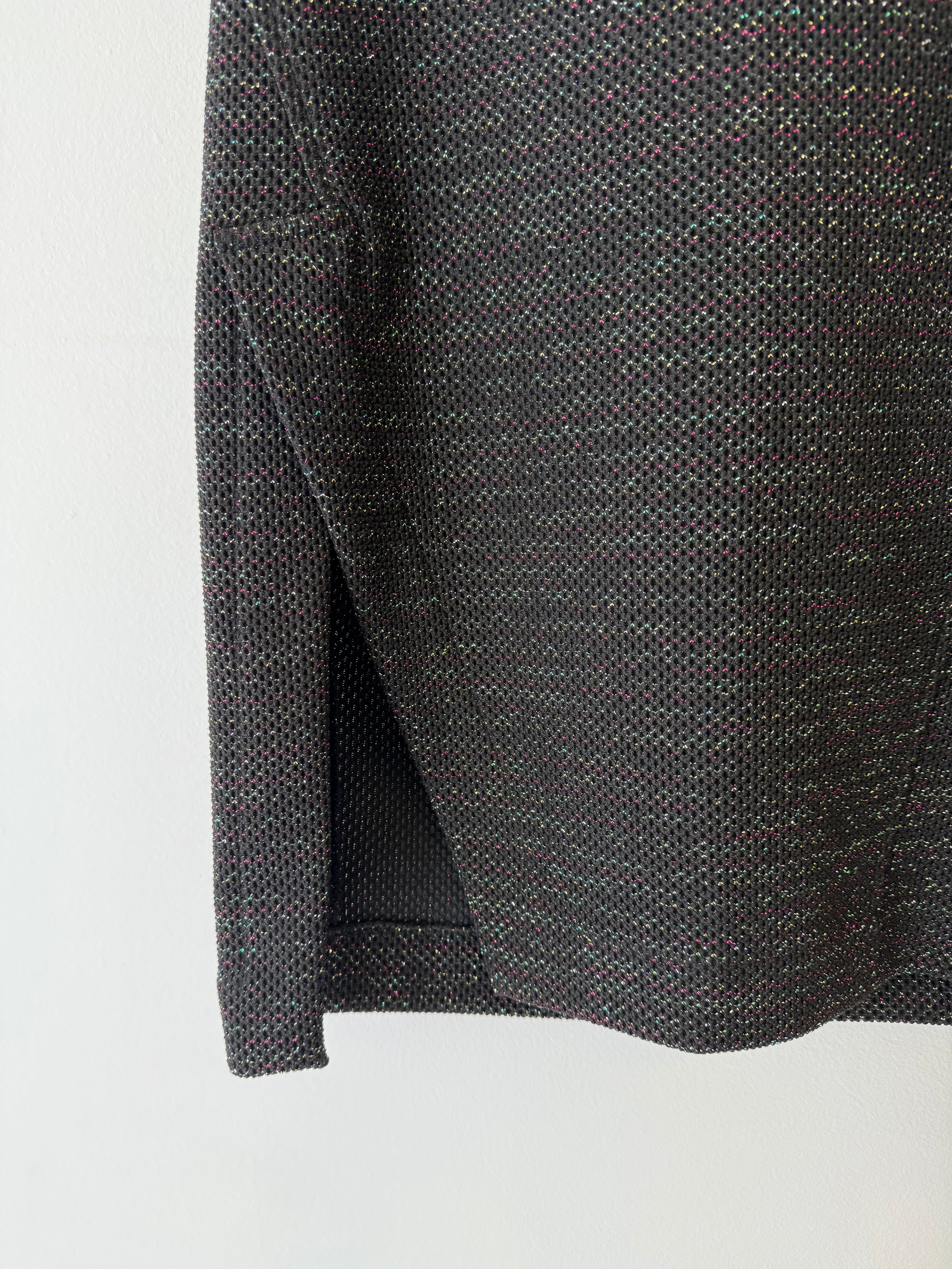 Saia Midi Preta Lurex Colorido