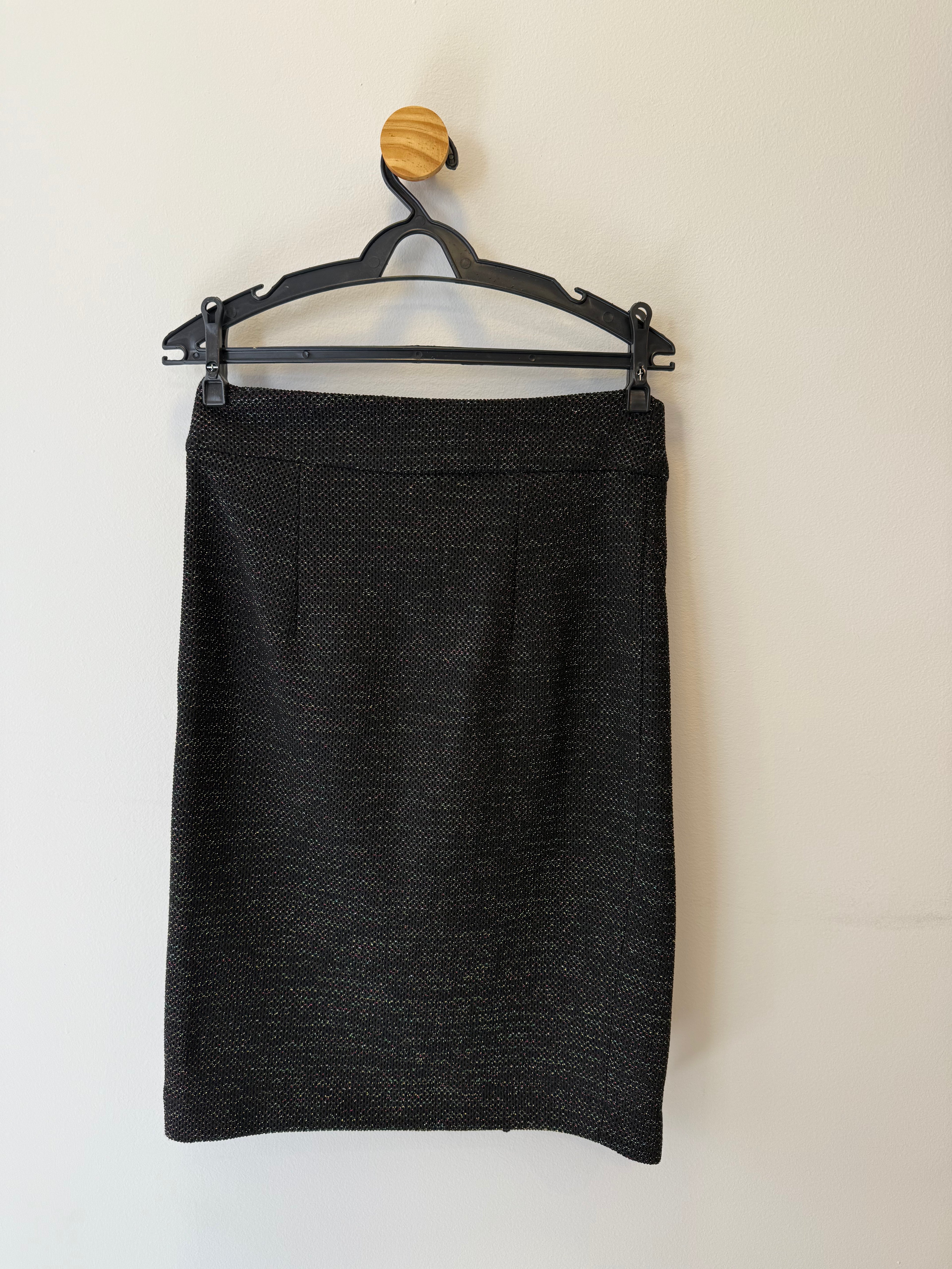 Saia Midi Preta Lurex Colorido