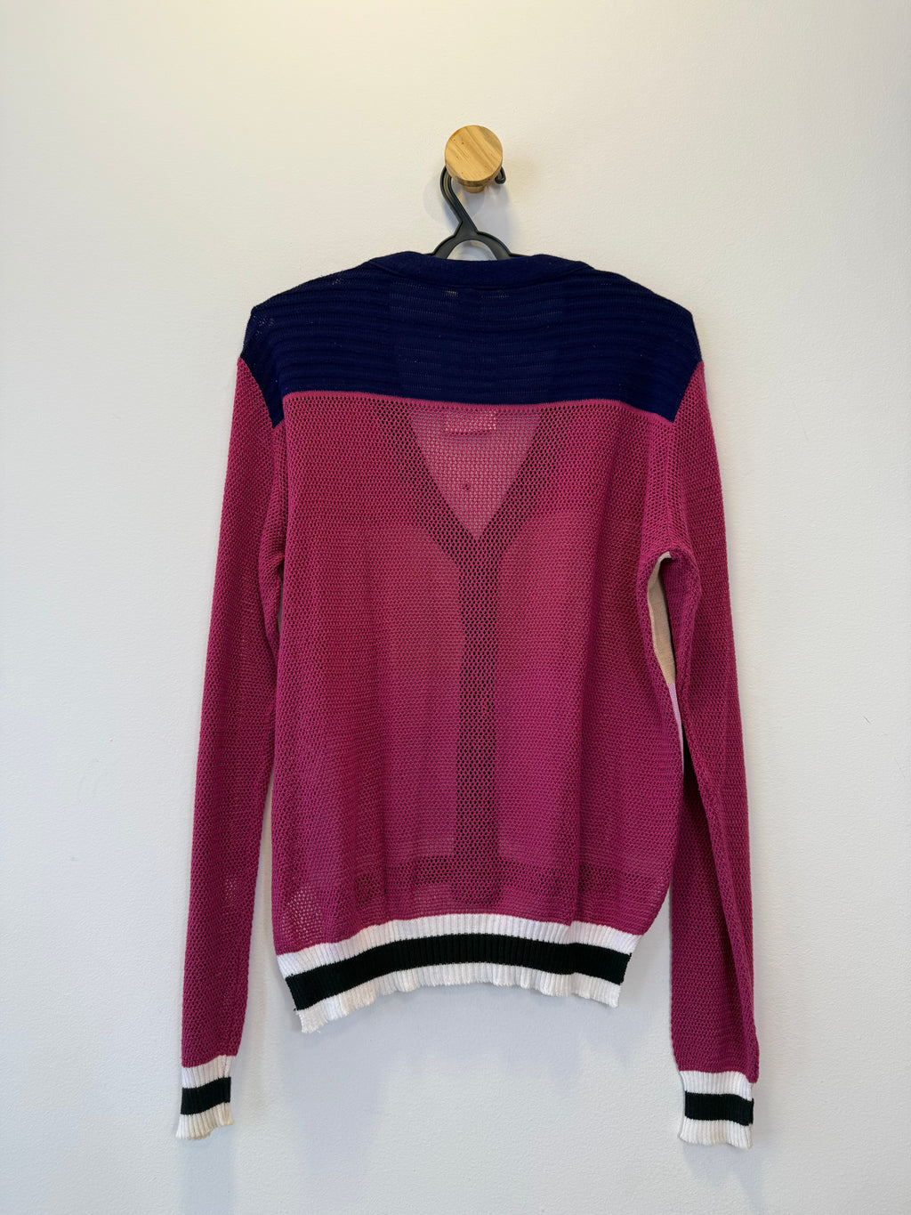 Cardigan Tricot Azul e Rosa