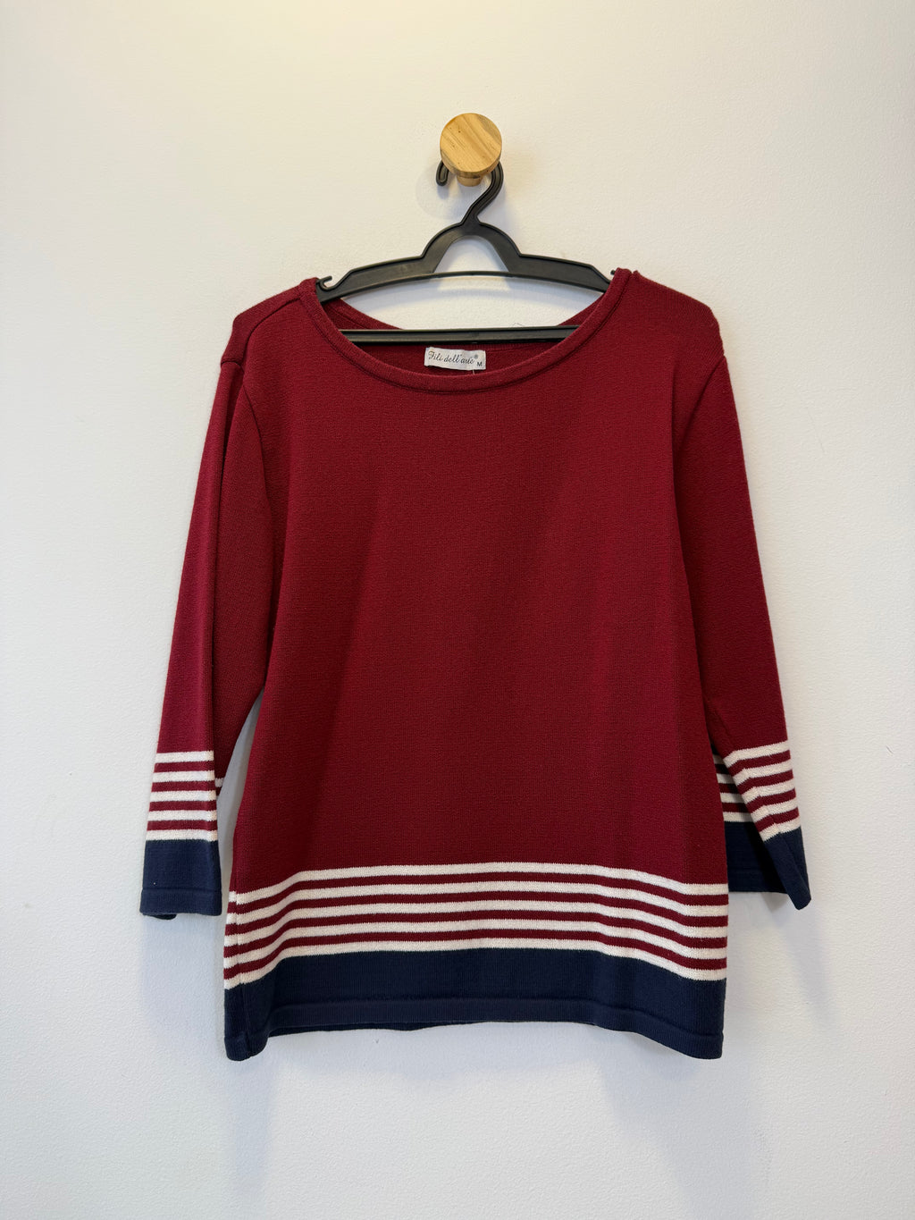 Blusa Tricot Vermelha Listras