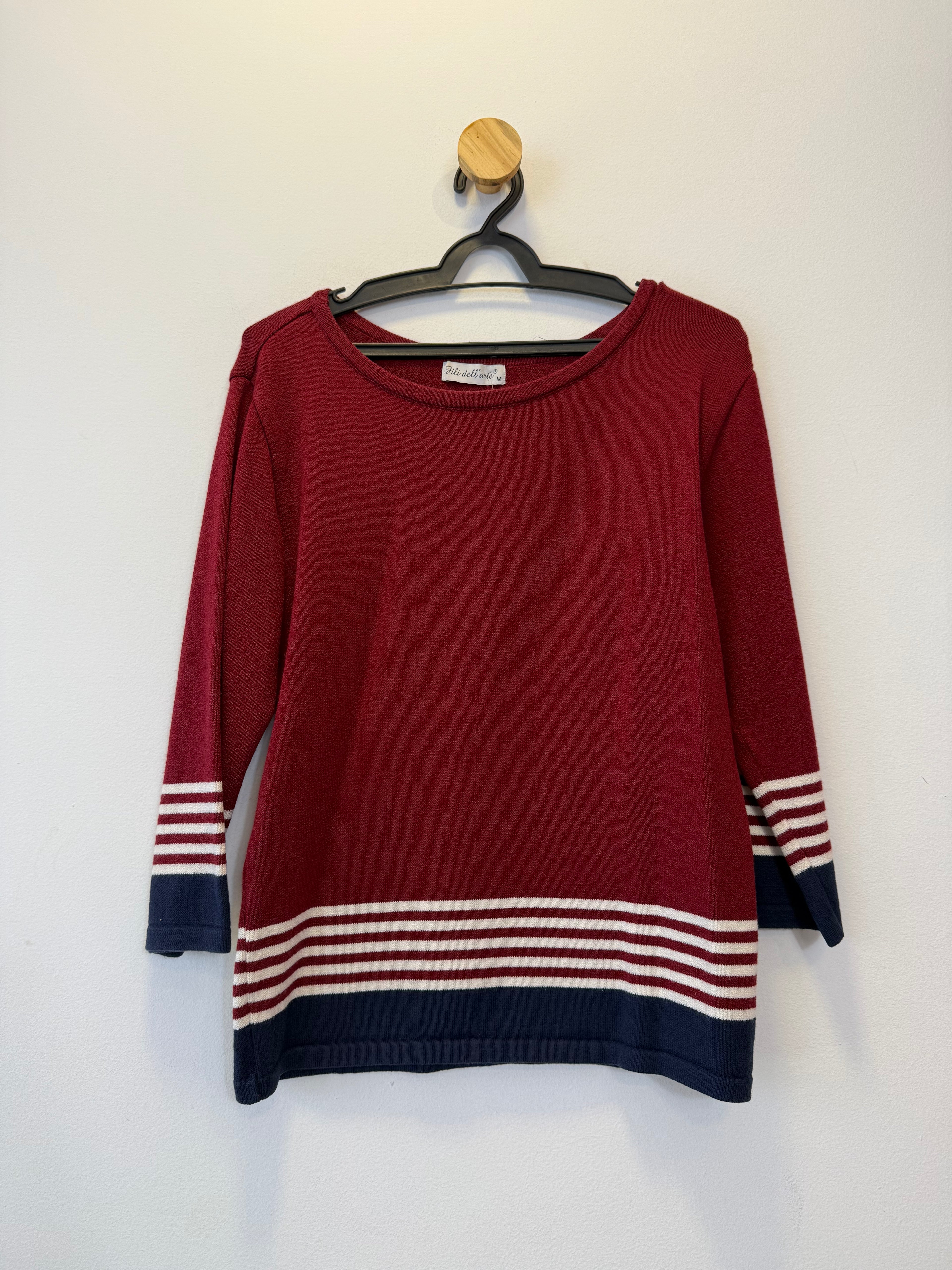 Blusa Tricot Vermelha Listras