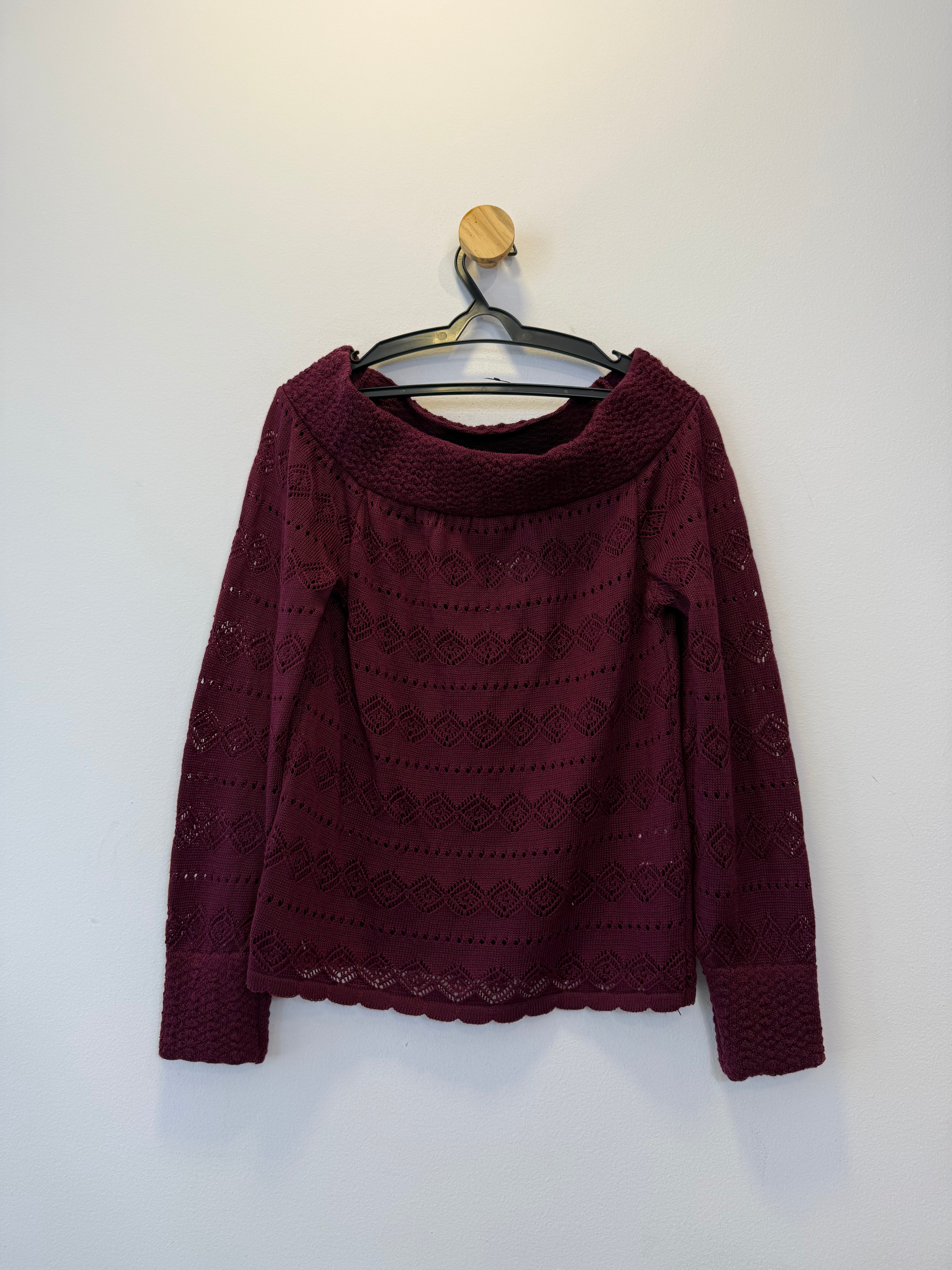 Blusa Tricot Ombro a Ombro Bordo