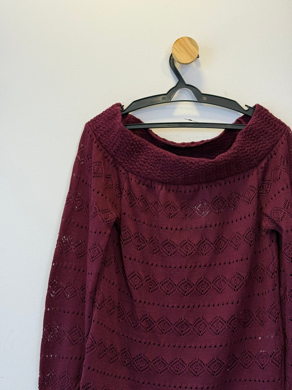 Blusa Tricot Ombro a Ombro Bordo