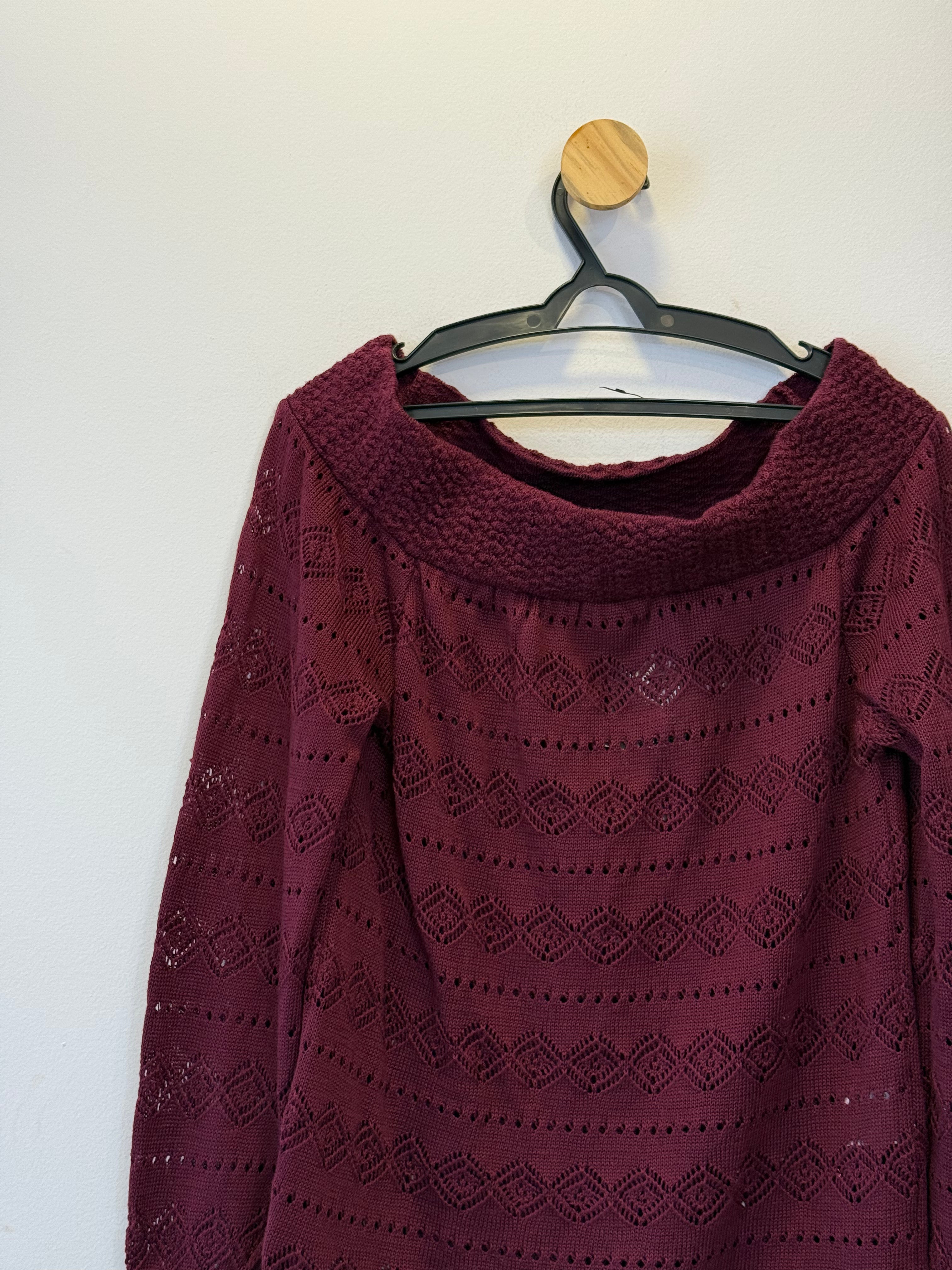 Blusa Tricot Ombro a Ombro Bordo