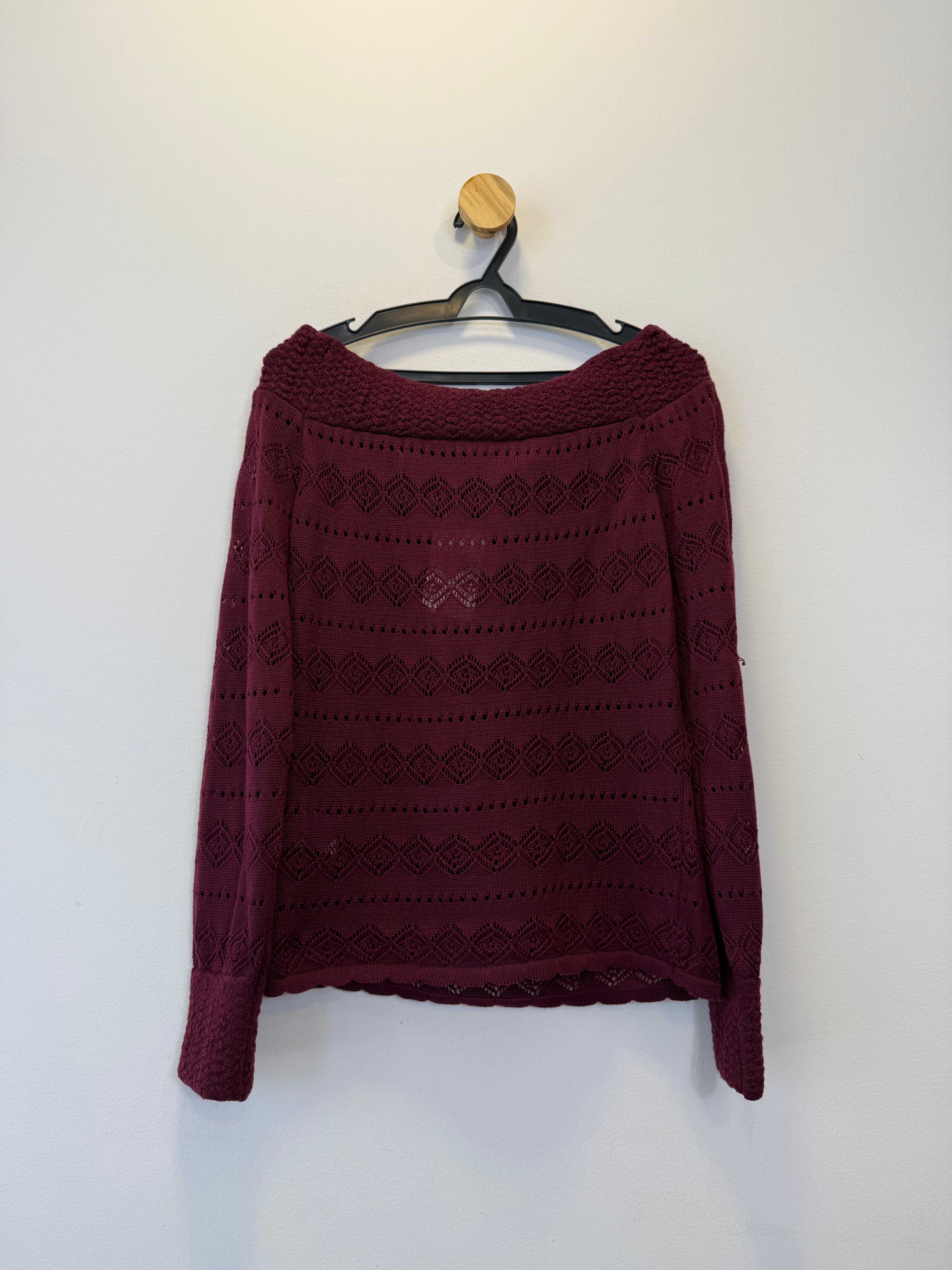 Blusa Tricot Ombro a Ombro Bordo