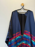 Poncho em Tricot Azul Marinho