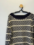Pulôver Tricot Azul Marinho e Branco