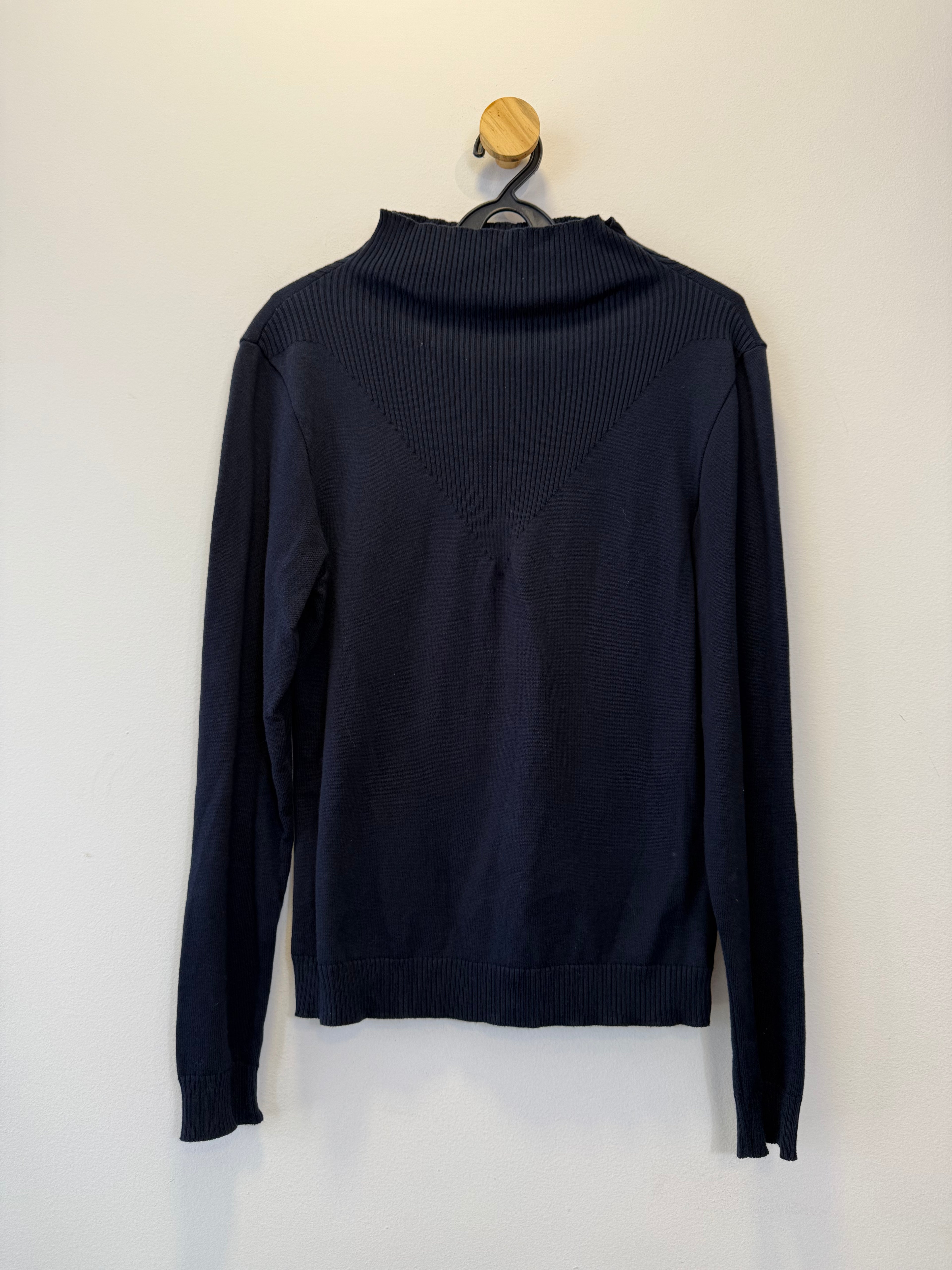 Suéter Tricot Marinho Gola Canelada