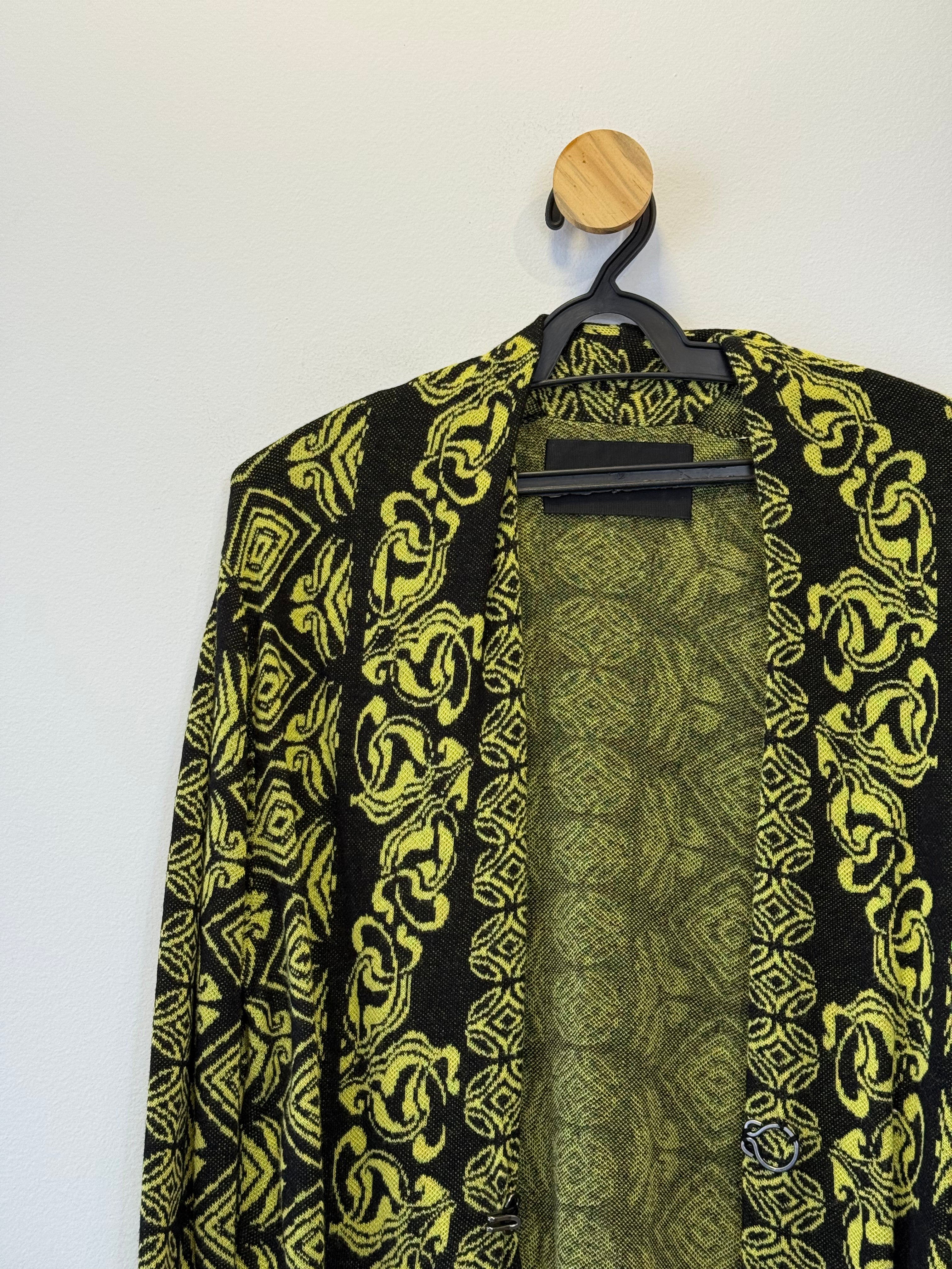 Kimono em Tricot Amarelo e Preto