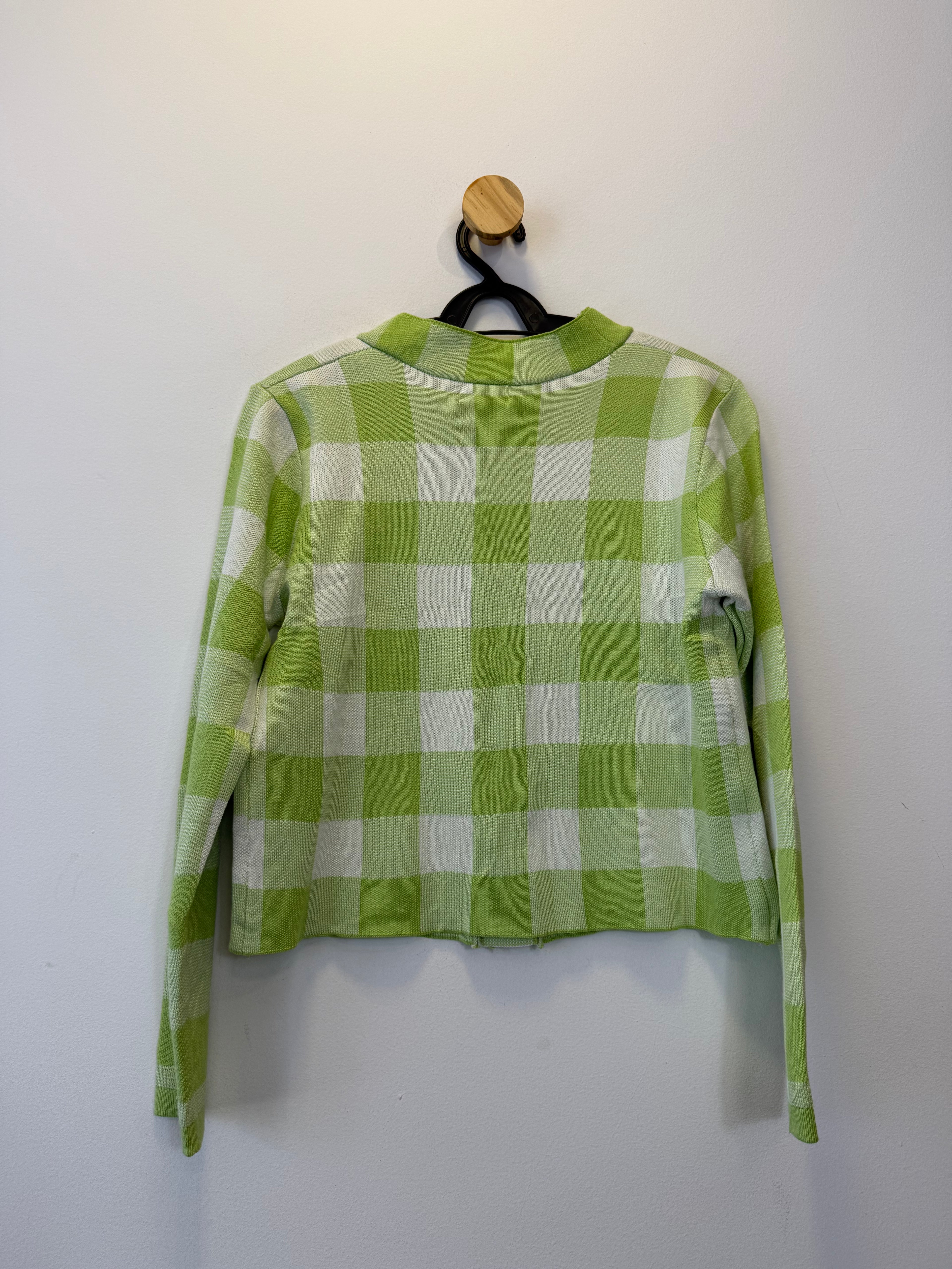 Cardigan Tricot Xadrez Verde