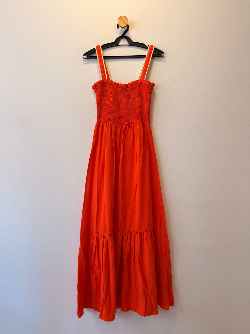 Vestido Longo Laranja com Busto Franzido