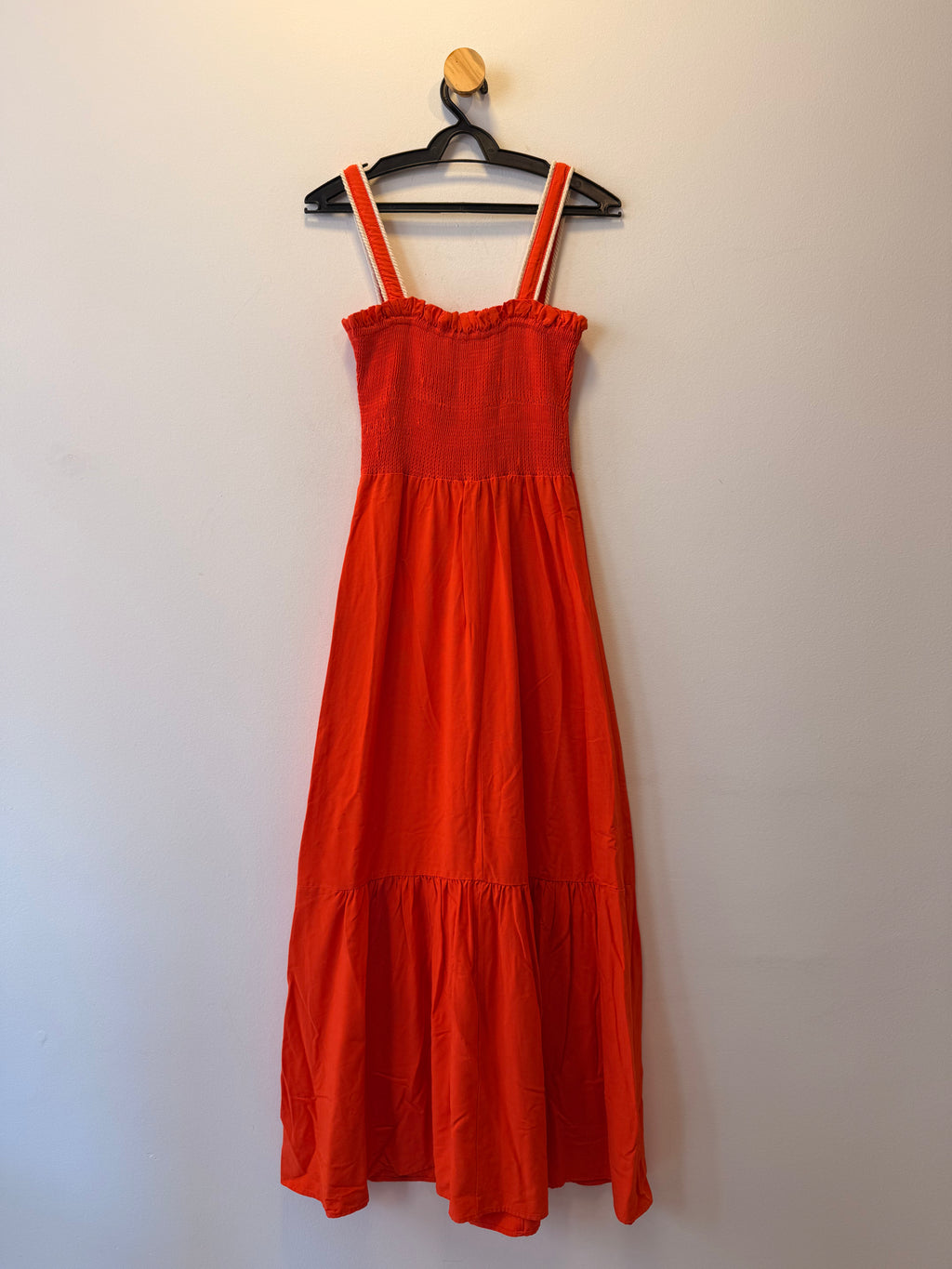 Vestido Longo Laranja com Busto Franzido