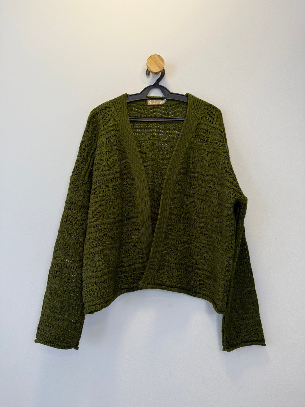 Cardigan Tricot Verde Musgo