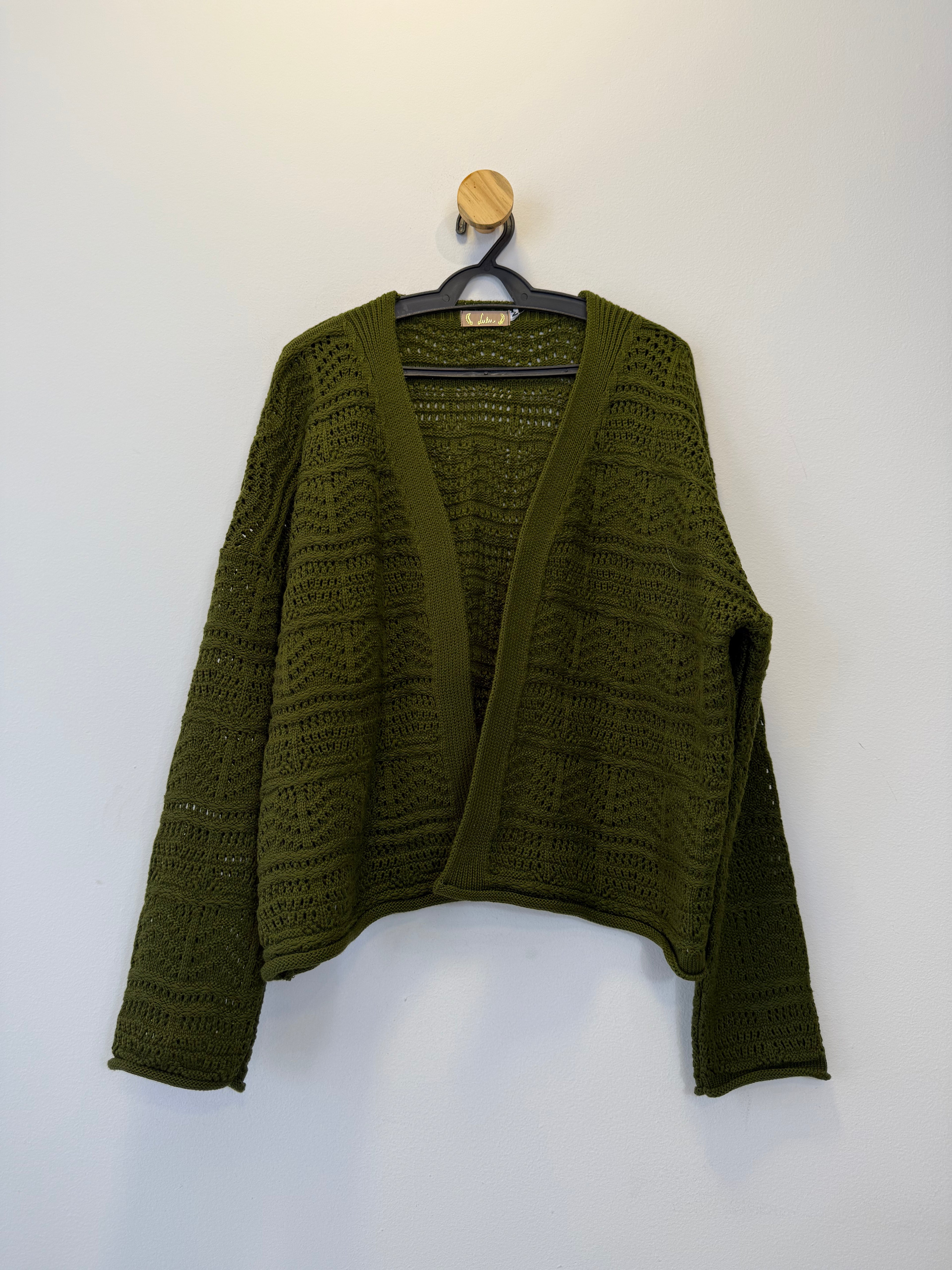 Cardigan Tricot Verde Musgo