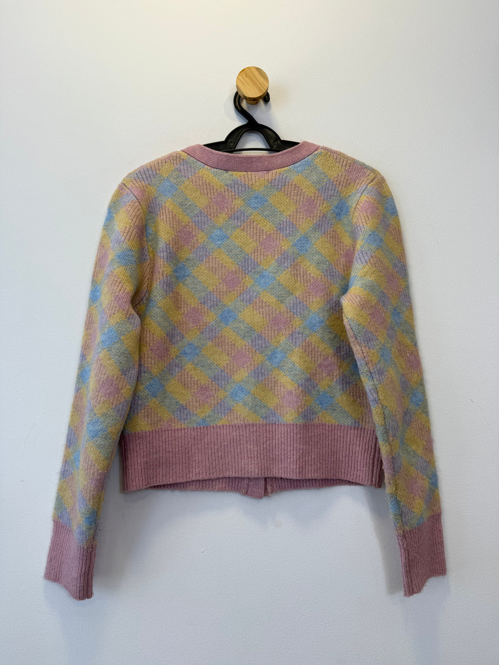 Cardigan Tricot Xadrez Colorido