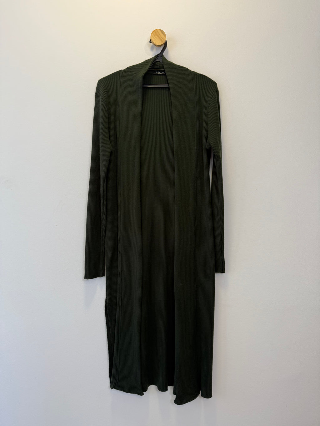 Cardigan Tricot Alongado Verde Militar