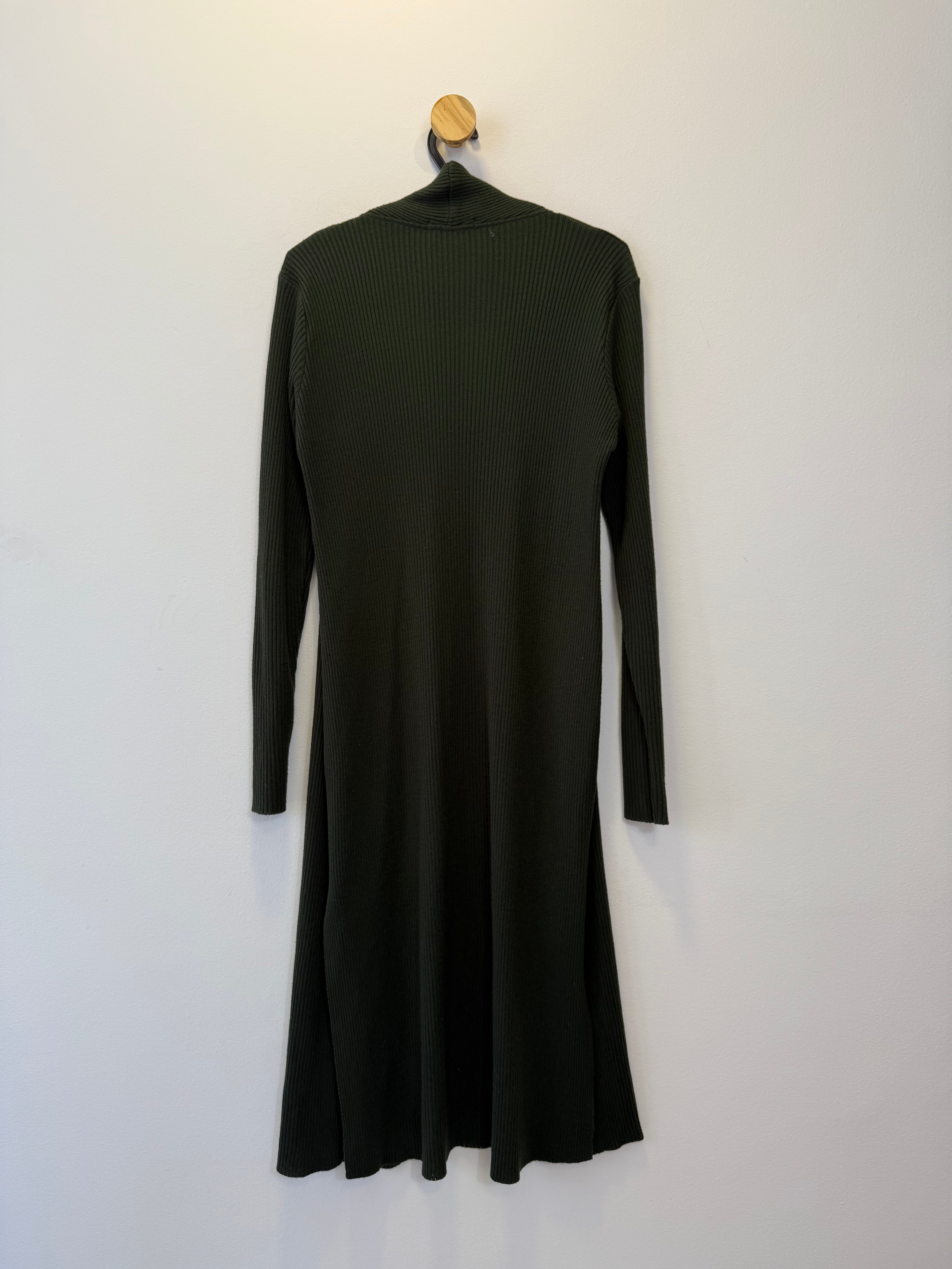 Cardigan Tricot Alongado Verde Militar