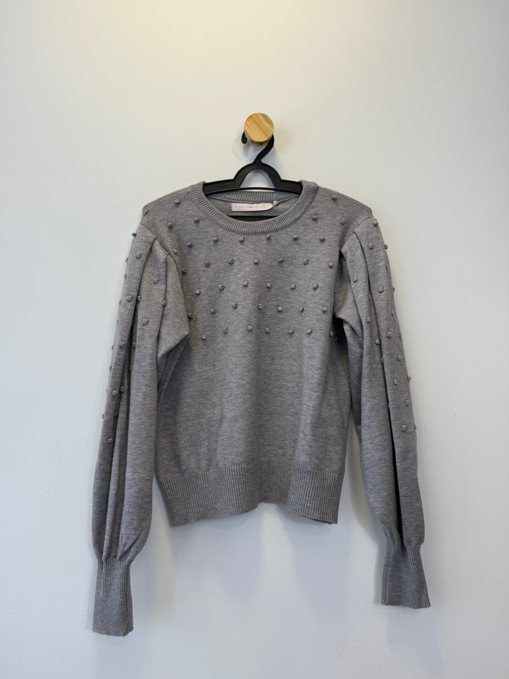 Suéter Tricot Bolinhas Cinza