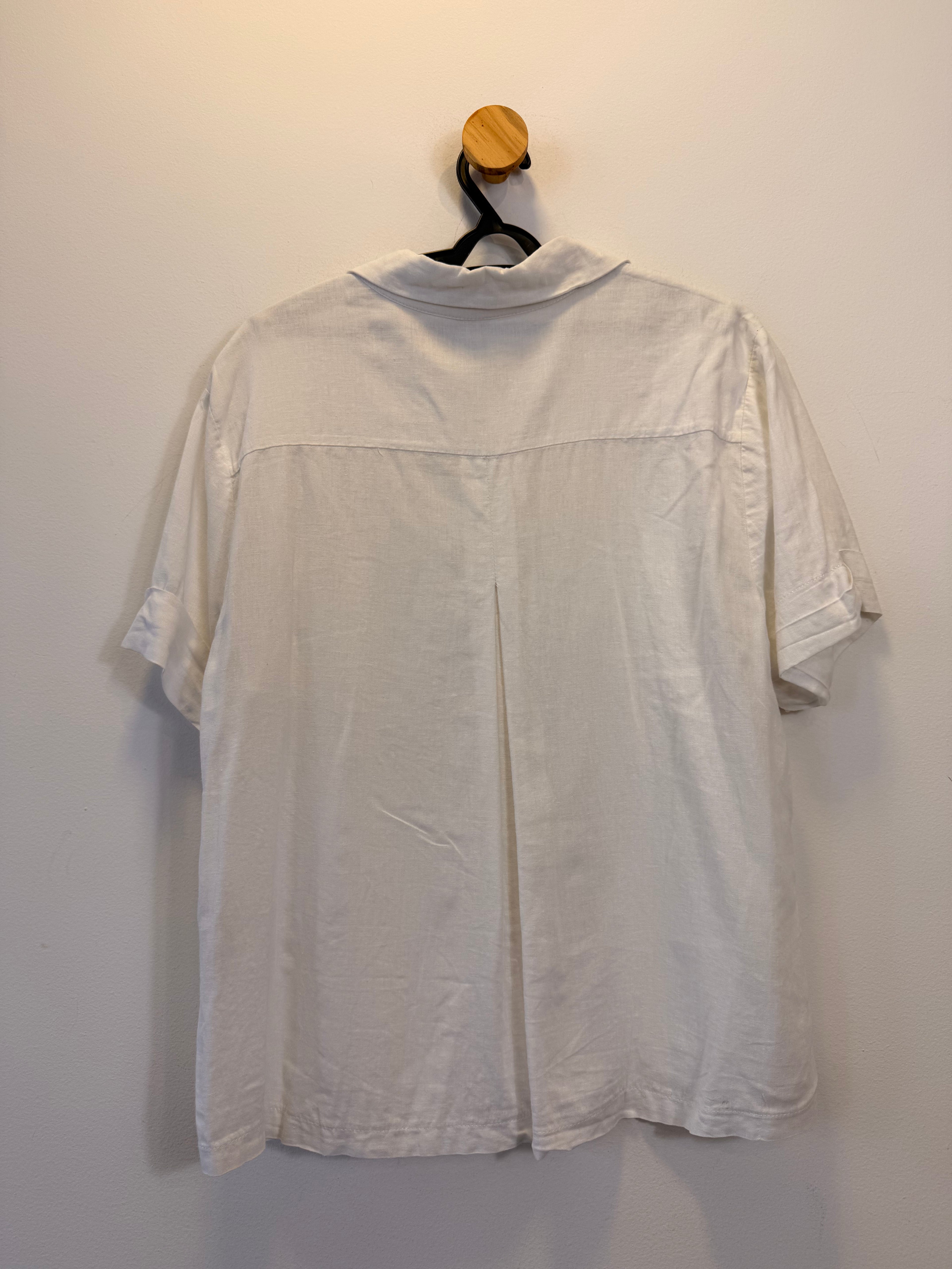 Camisa Branca de Linho Manga Curta