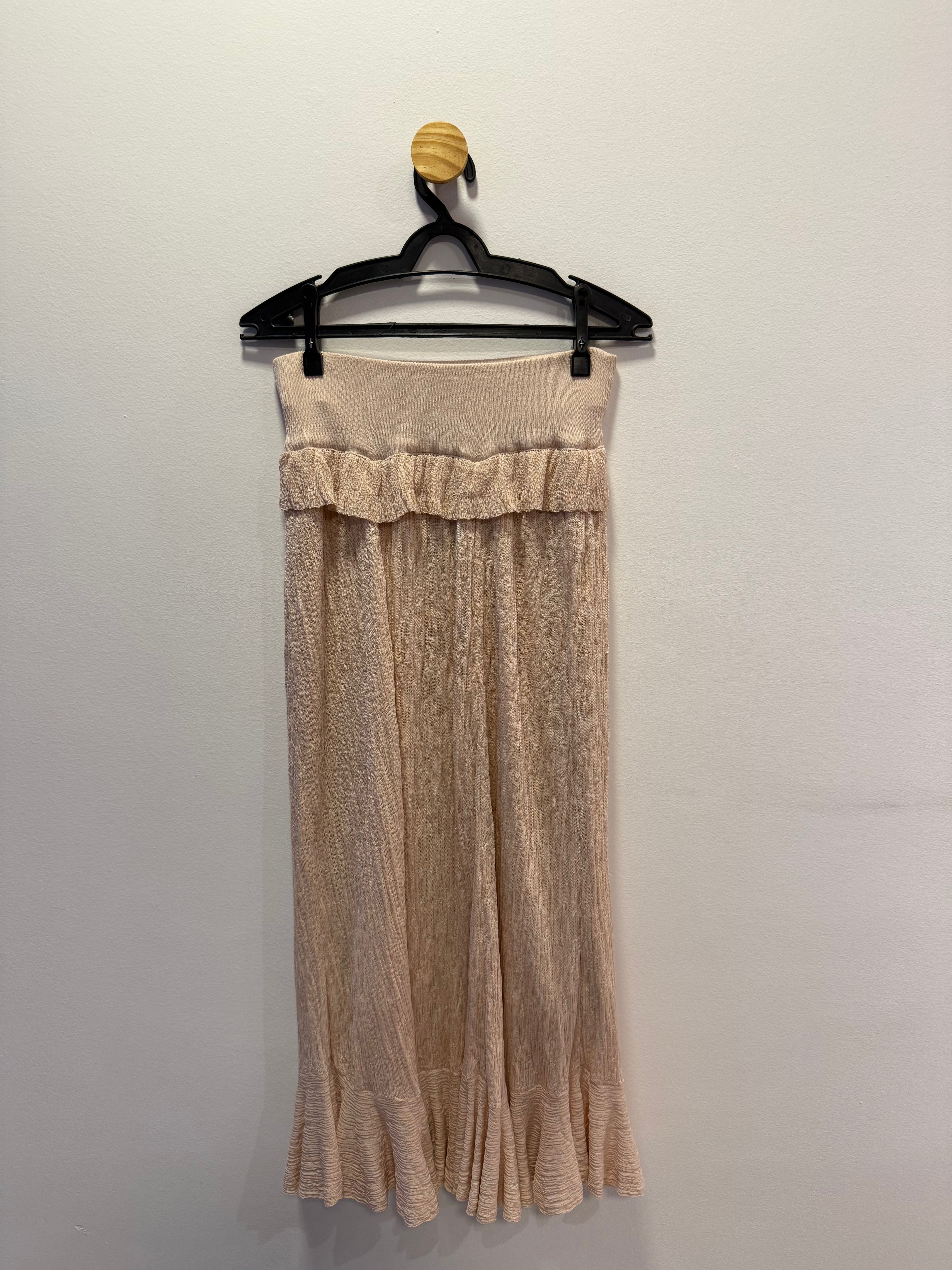 Saia Longa Nude Babados