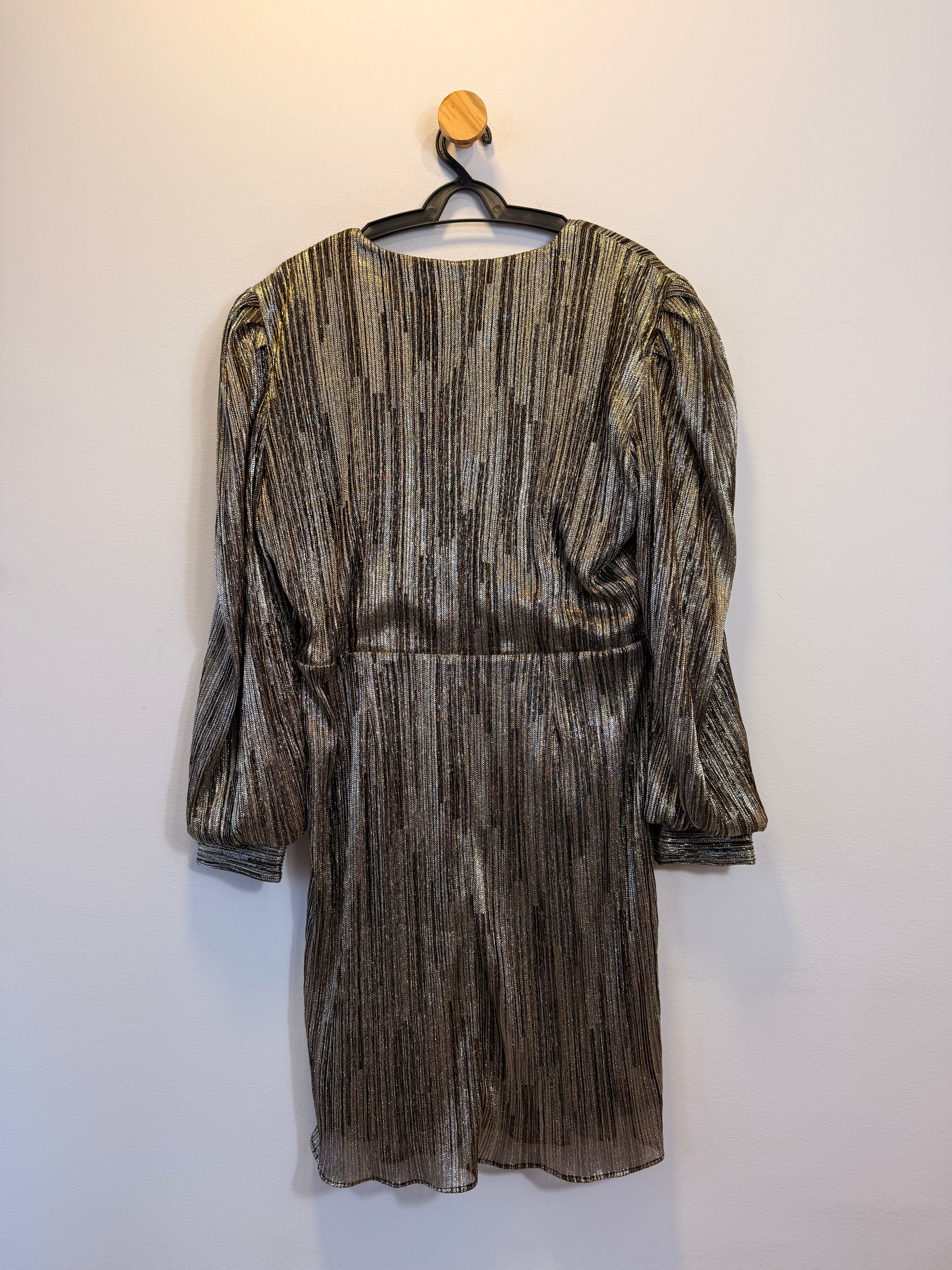Vestido Manga Longa Metálico