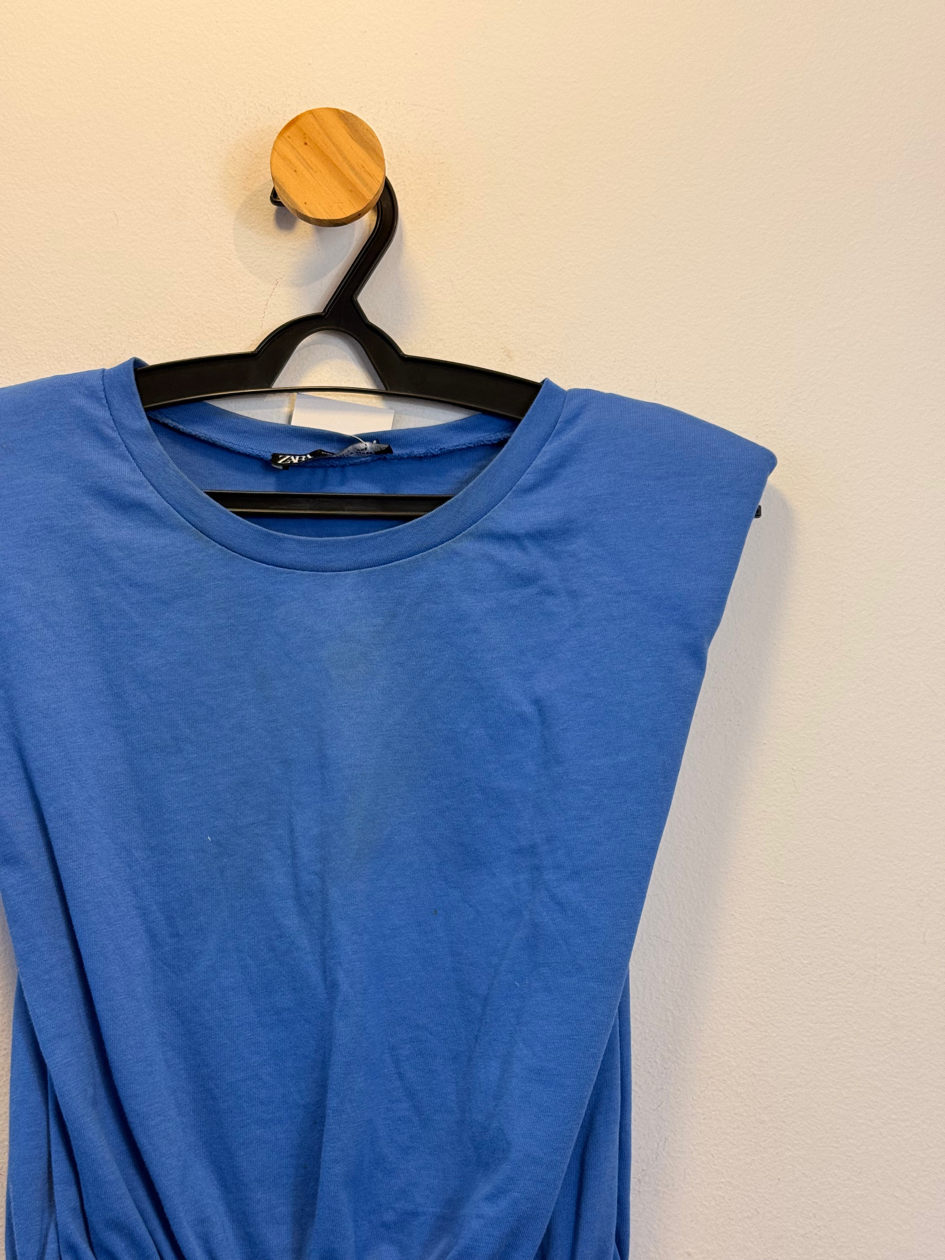 Cropped Azul com Cós Franzido