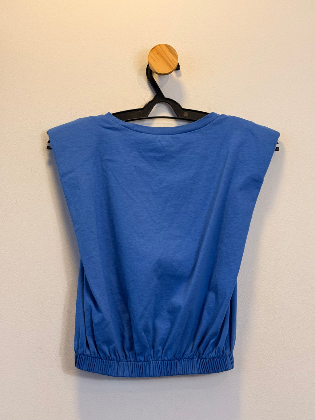 Cropped Azul com Cós Franzido