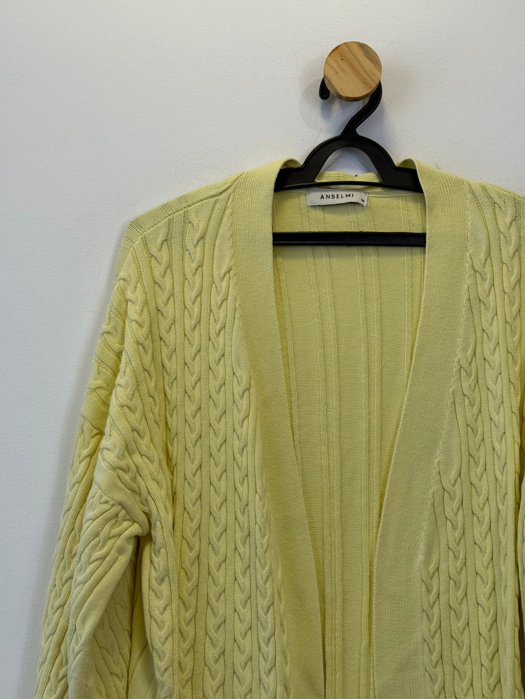 Cardigan Tricot Alongado Amarelo Manteiga