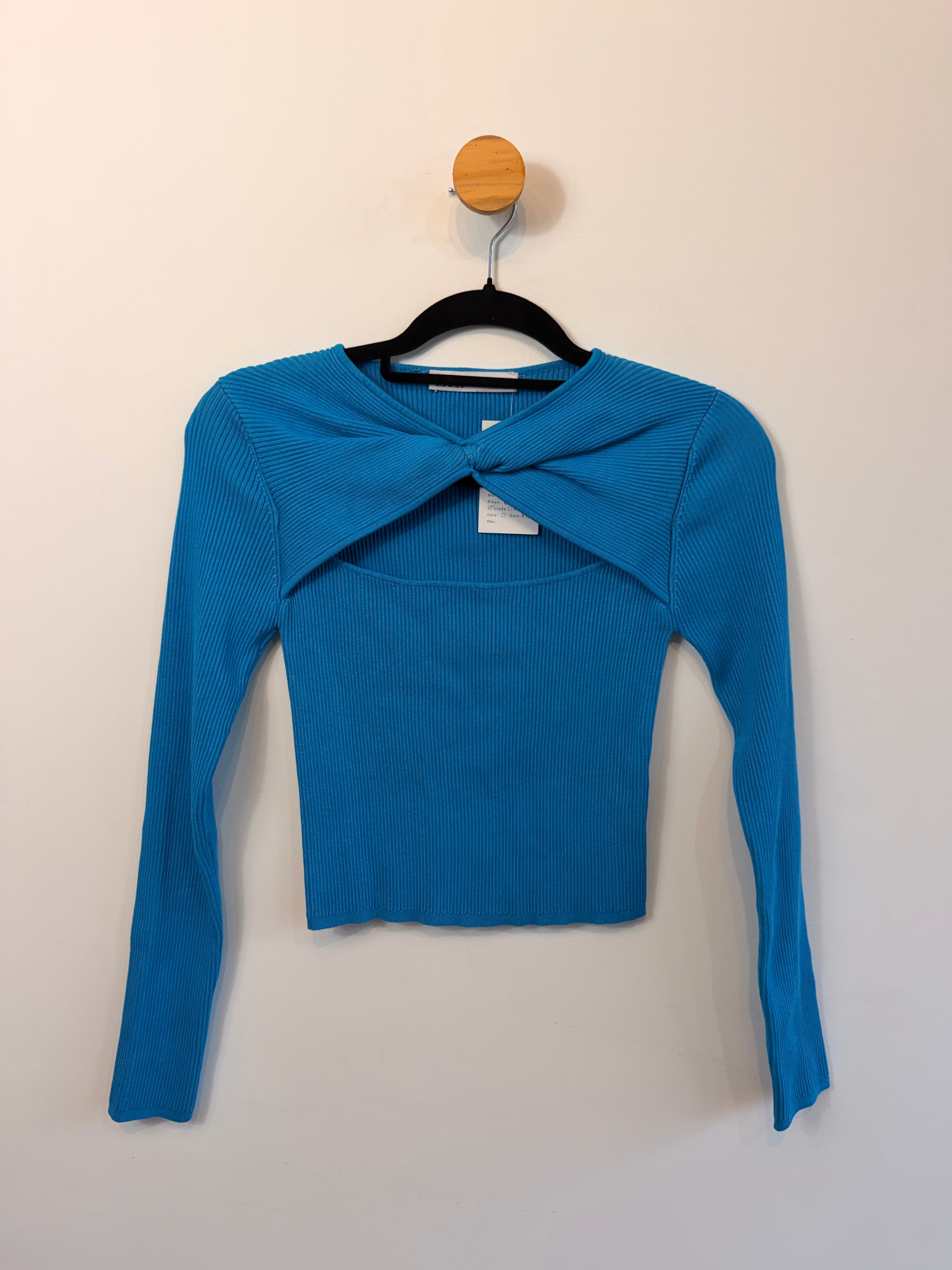Blusa Manga Longa Azul Zara