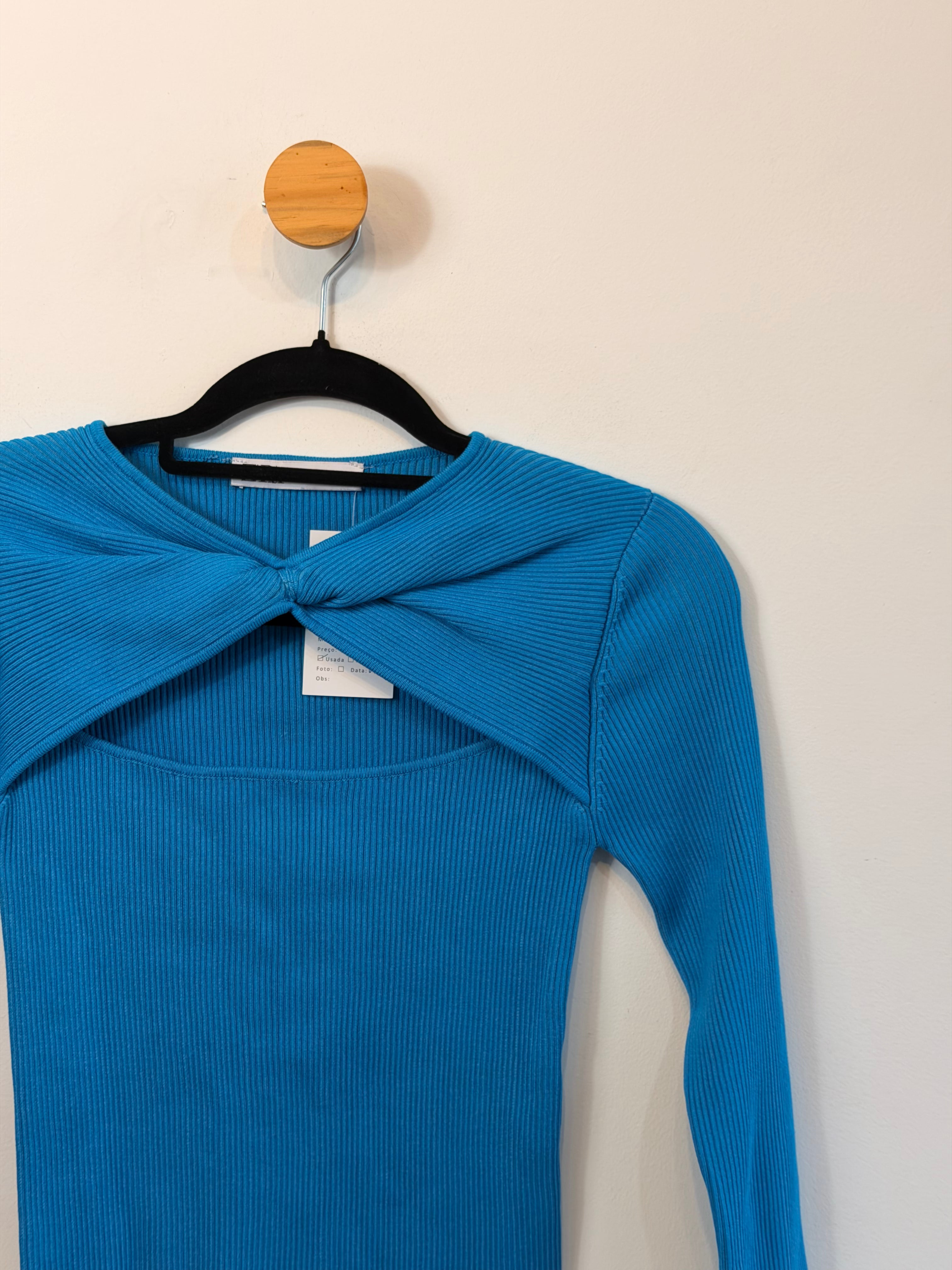 Blusa Manga Longa Azul Zara