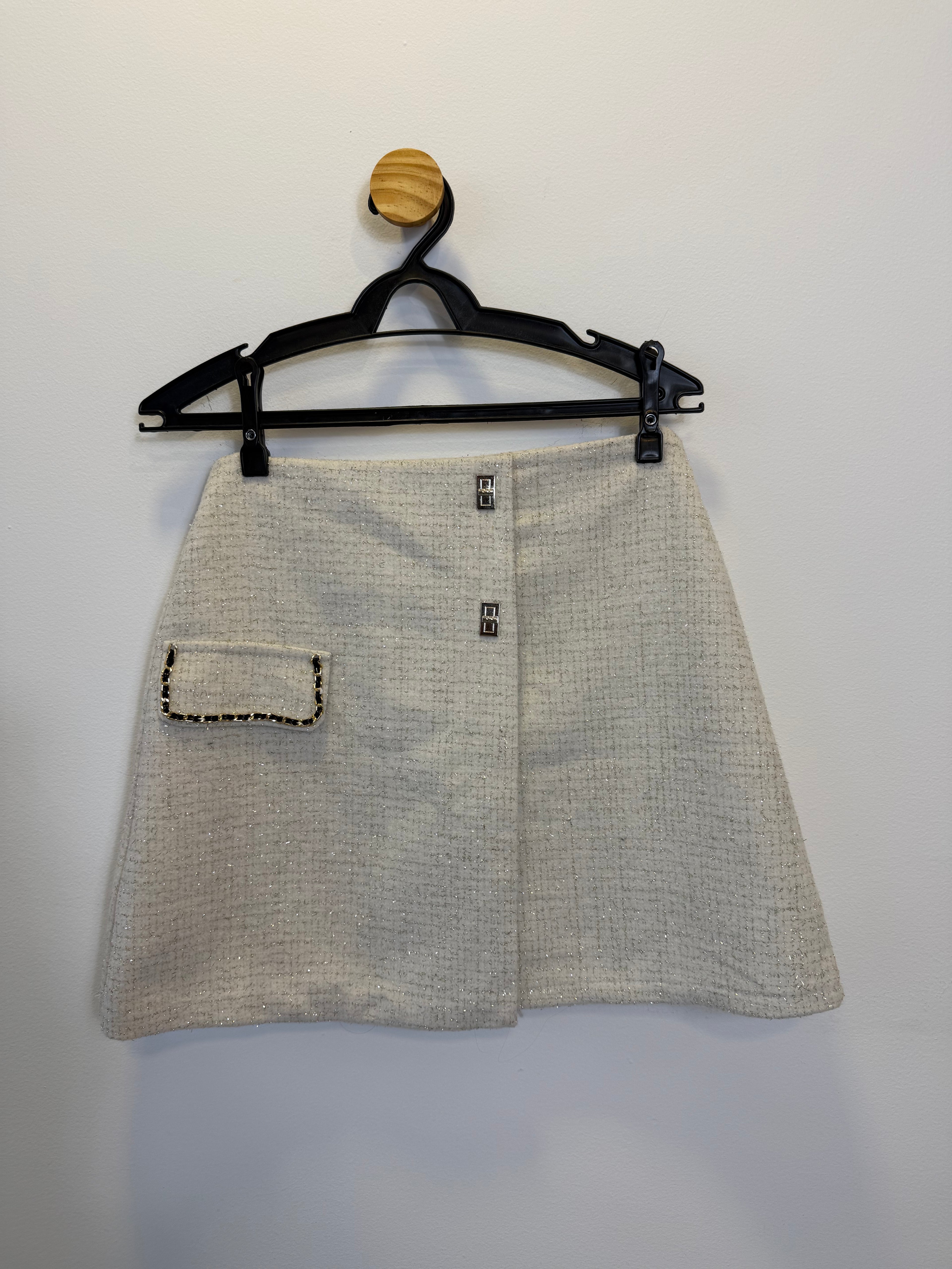 Saia Tweed Off White Metalizado