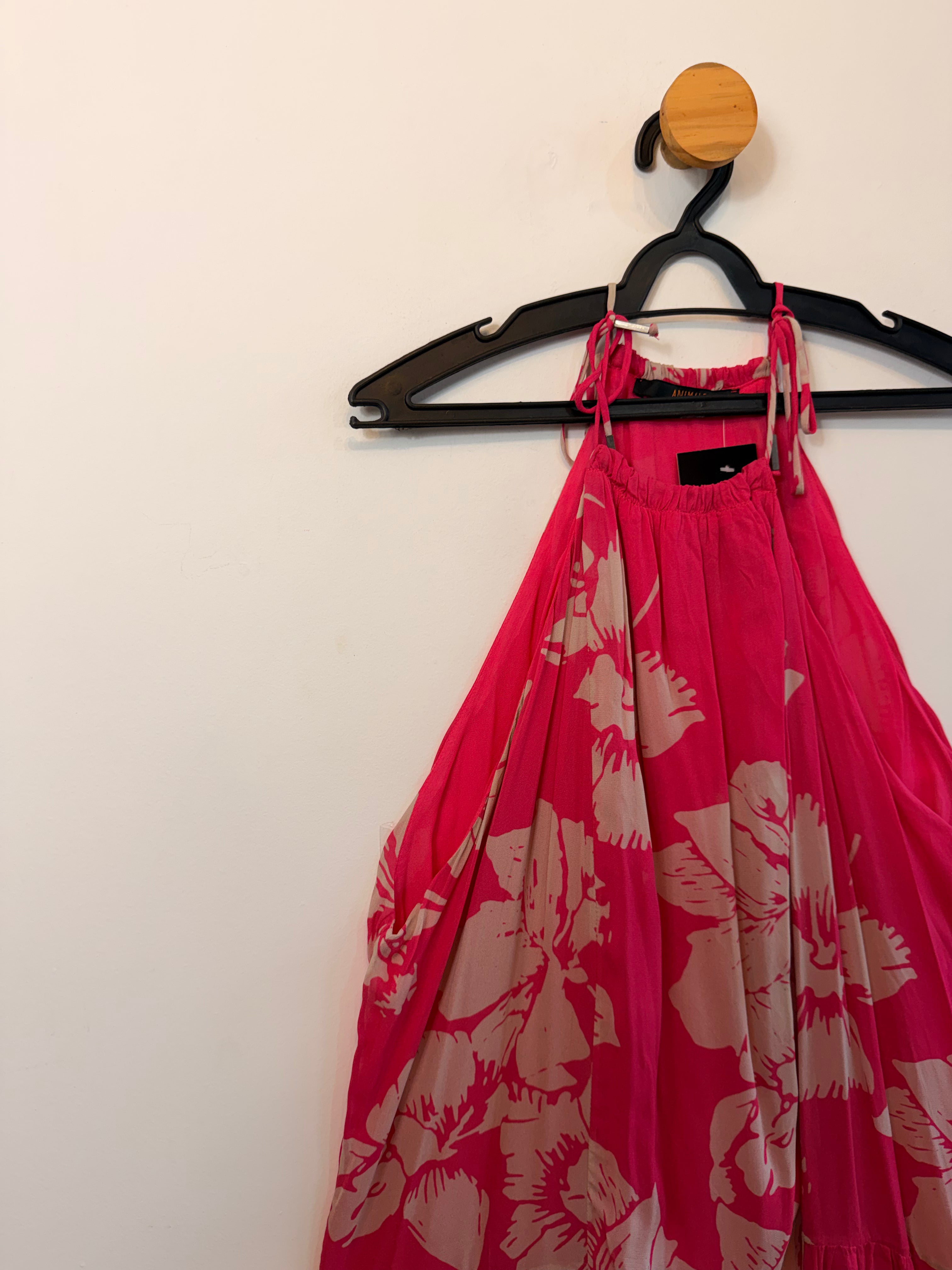 Vestido Rosa Animale Seda